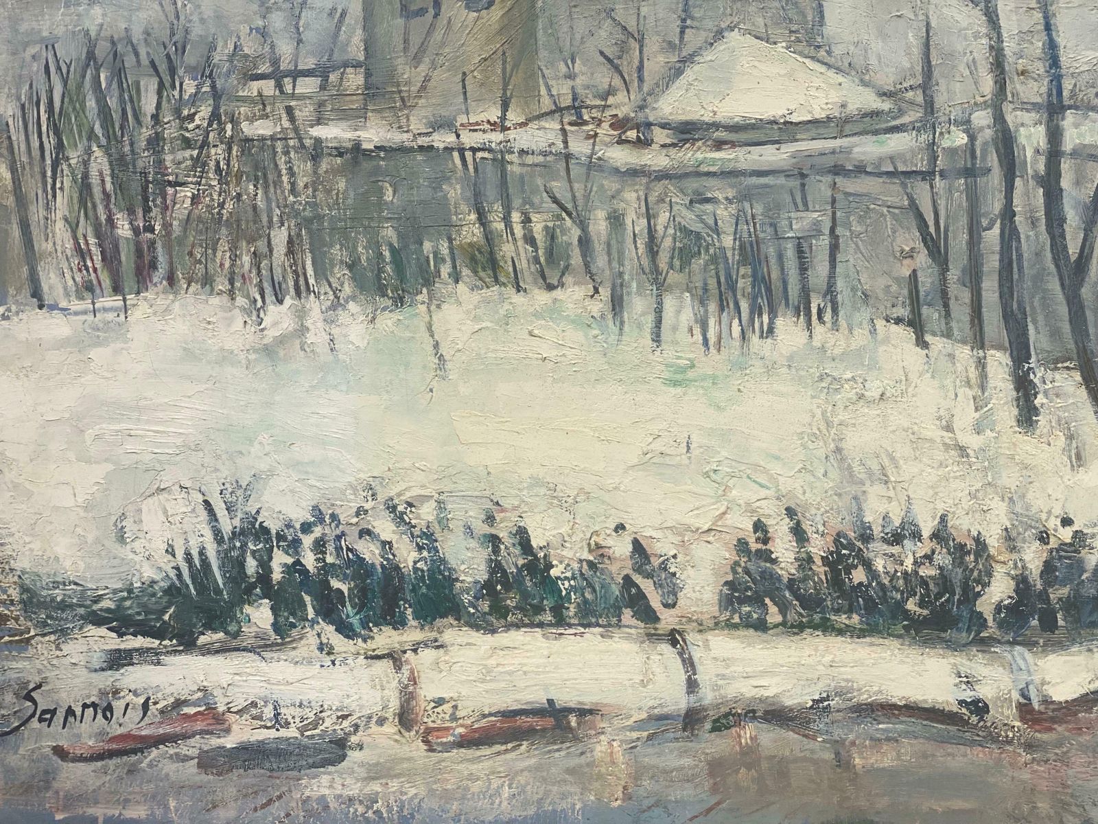 édouard Righetti (1924 2001)1960's French Post Impressionist Oil   Winter French Landscape In Sannois, Paris1960's photo 968.0