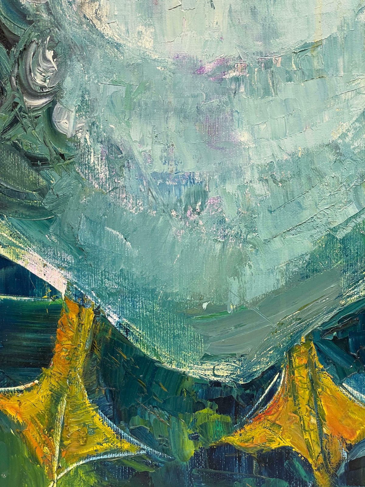 édouard Righetti (1924 2001)original French Mid Century Oil   Vibrant Greens & Blue Duck Portrait1950's photo 866.0