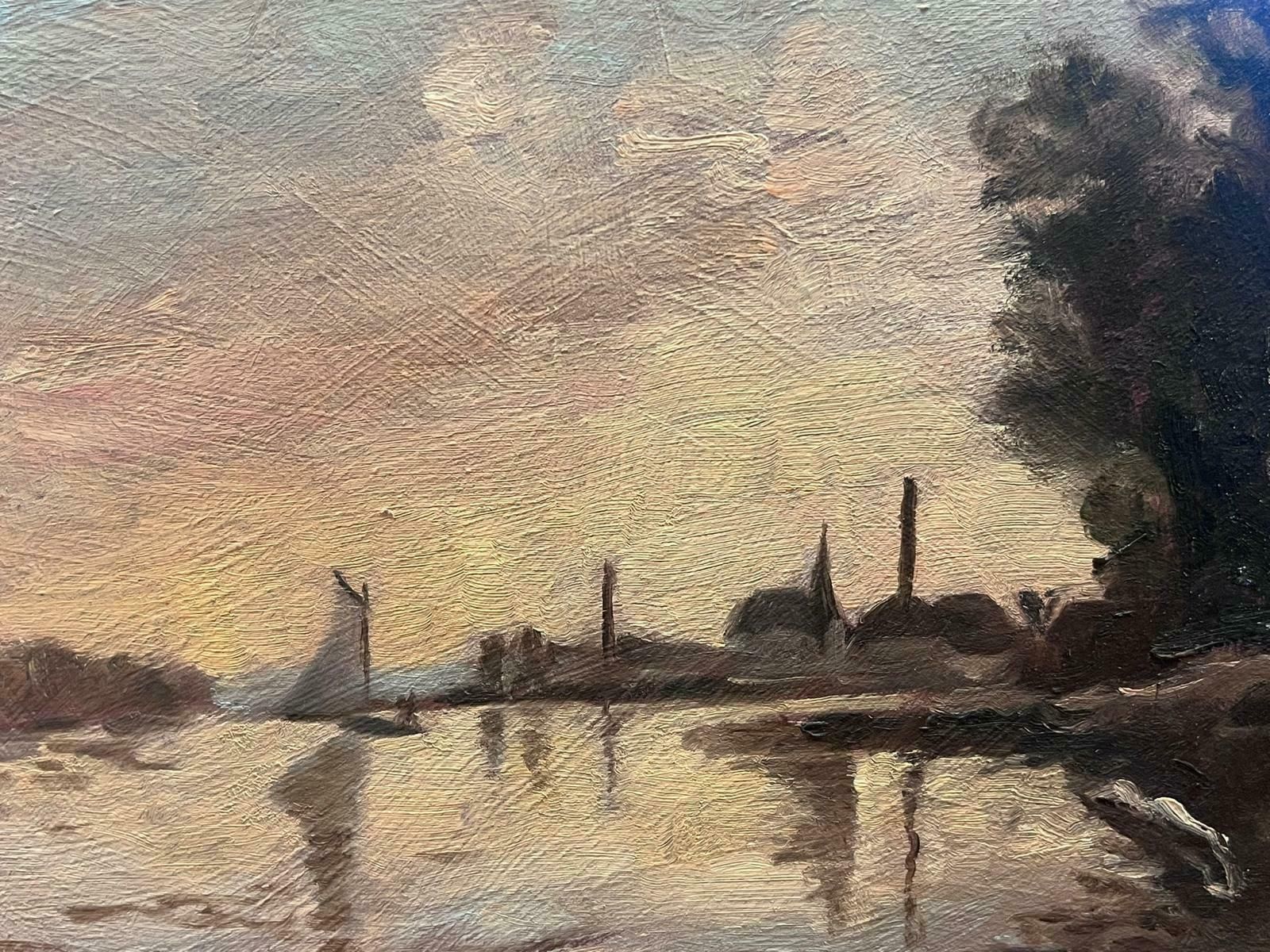 Geza Somerset Paddondusktime Twilight River Scene Sailing Boat On Water Large Skyline photo furniture