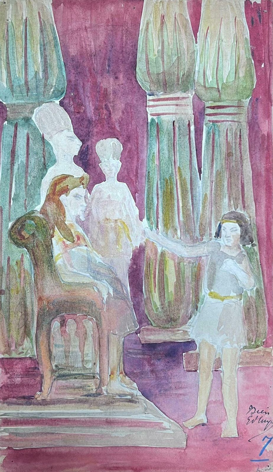 Louise Alix1930's French Impressionist Servant Bowing Down To Pharaoh 1930's