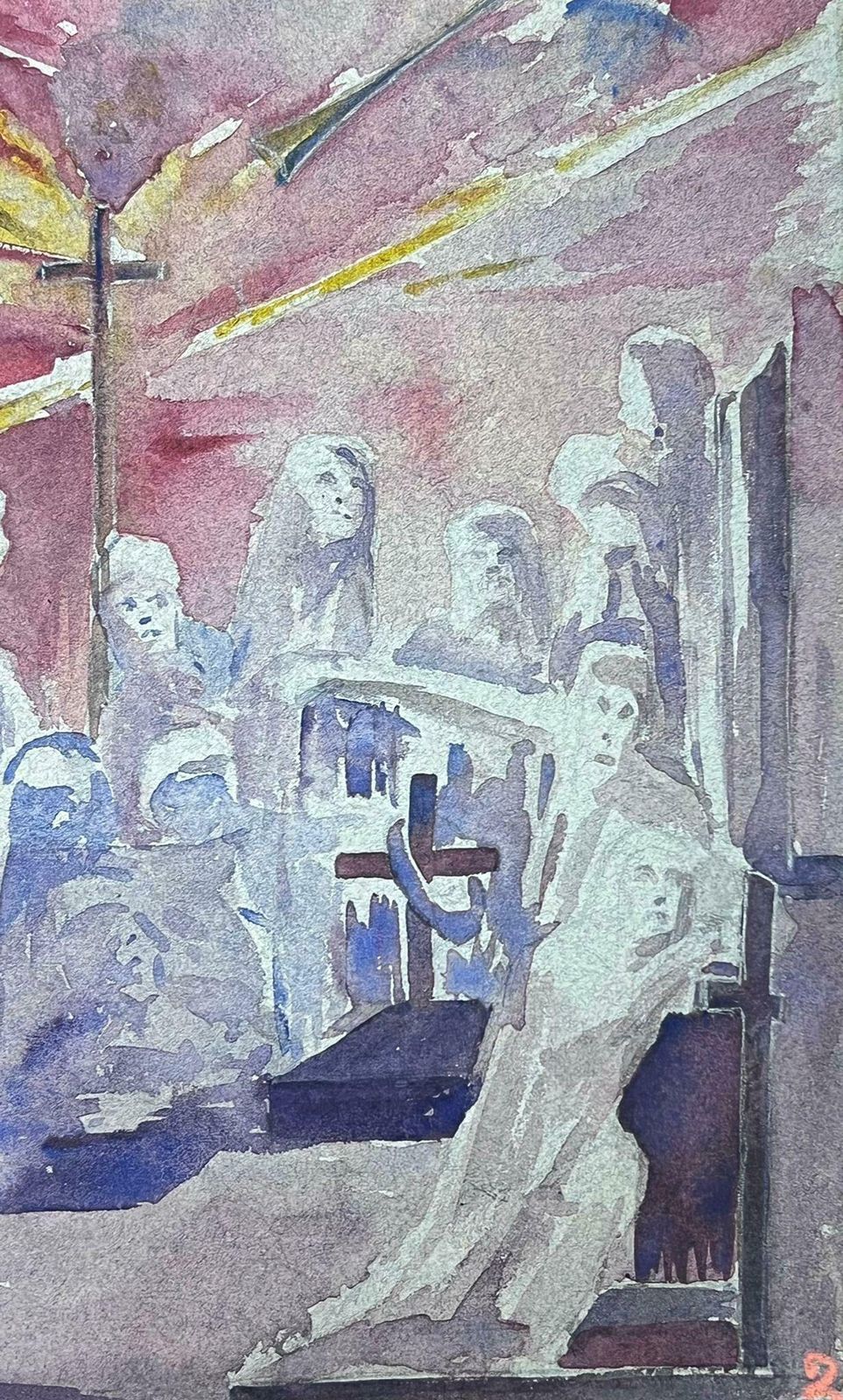 Louise Alix1930's French Impressionist Figures Surrounding The Cross Landscape1930's photo for sale