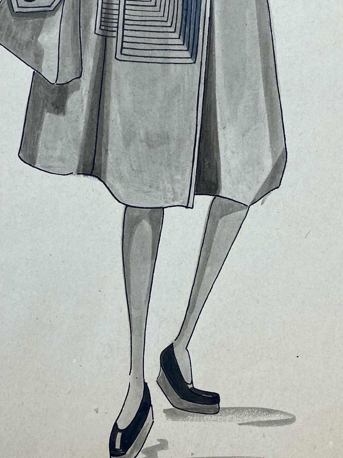 Geneviève Thomas1940's Fashion Illustration   Black & White Stylish Women In Chic Clothingc. 1940's photo for sale