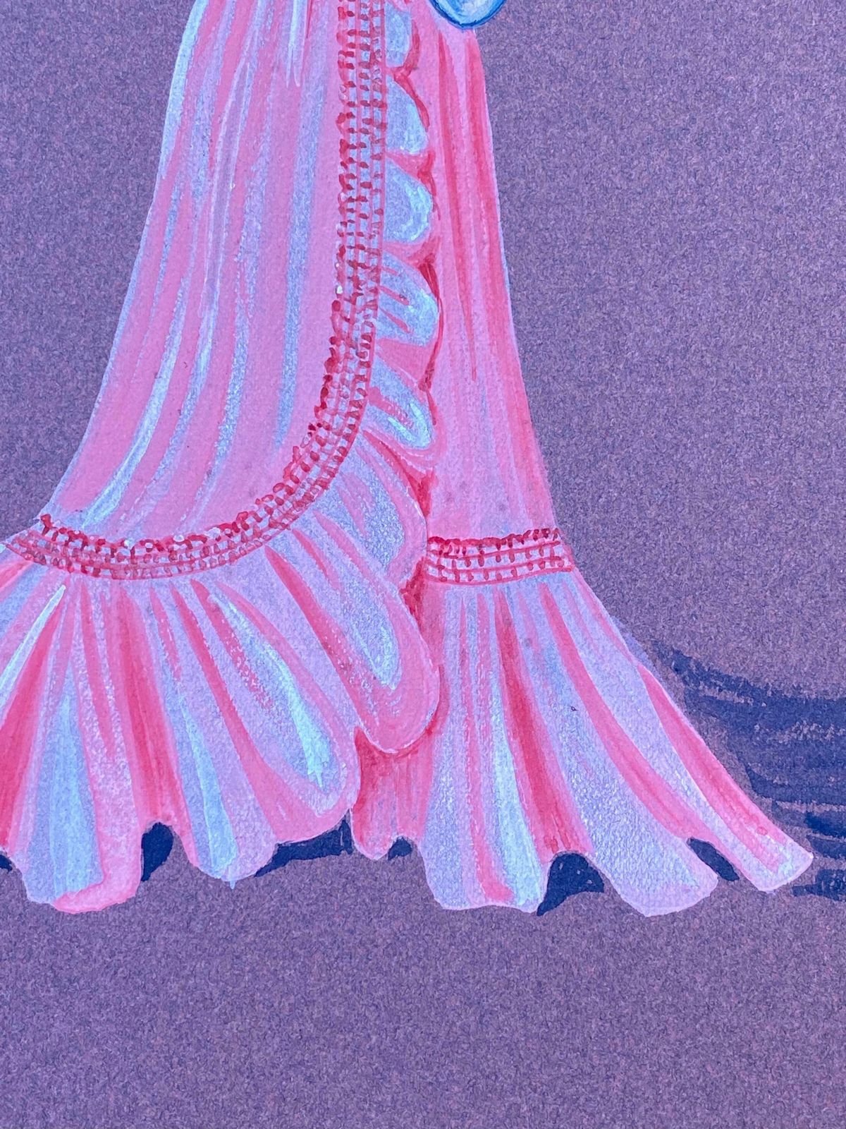 Geneviève Thomas1940's Fashion Illustration   Posed Lady In Vibrant Pink Dressc. 1940's photo for sale