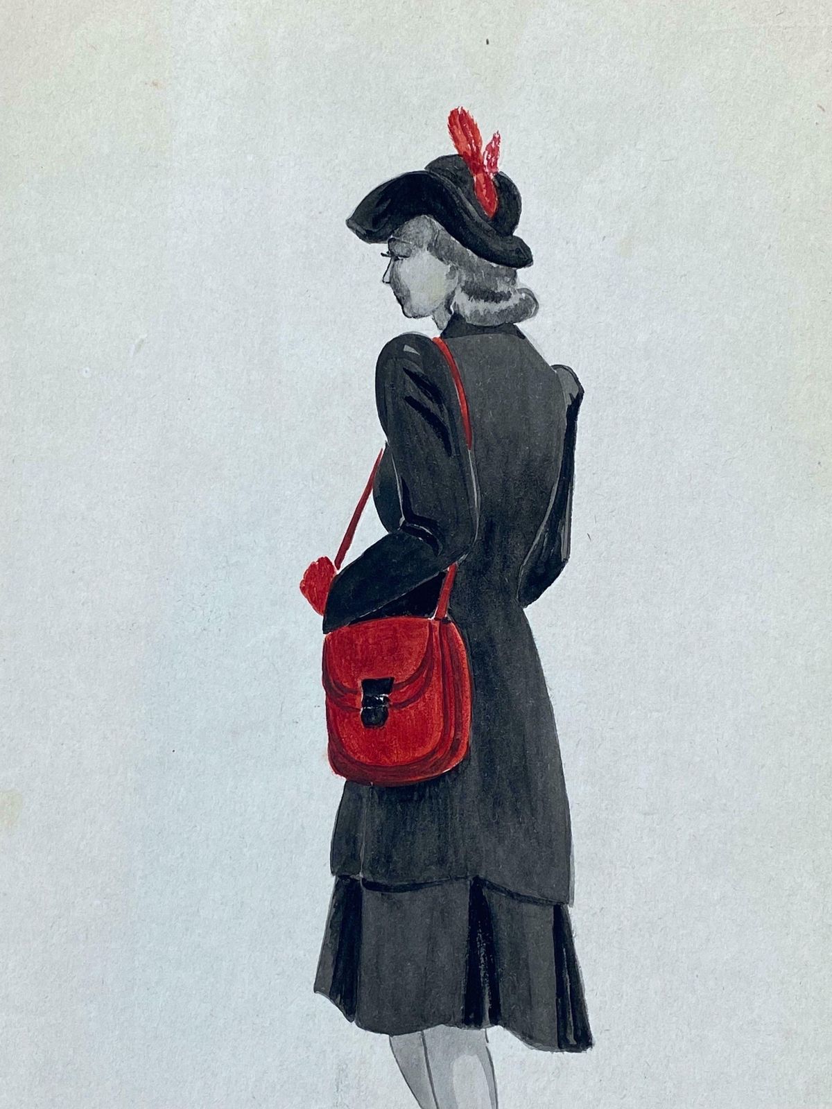Geneviève Thomas1940's French Fashion Illustration   The Elegant Lady With The Red Featuresc. 1940's photo furniture
