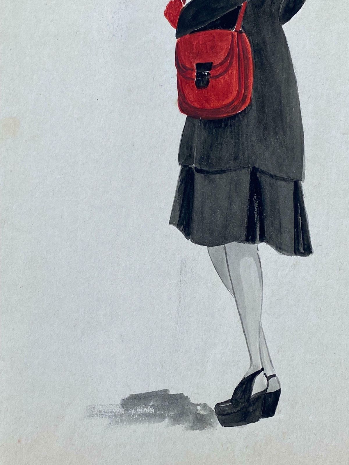 Geneviève Thomas1940's French Fashion Illustration   The Elegant Lady With The Red Featuresc. 1940's photo 300.0