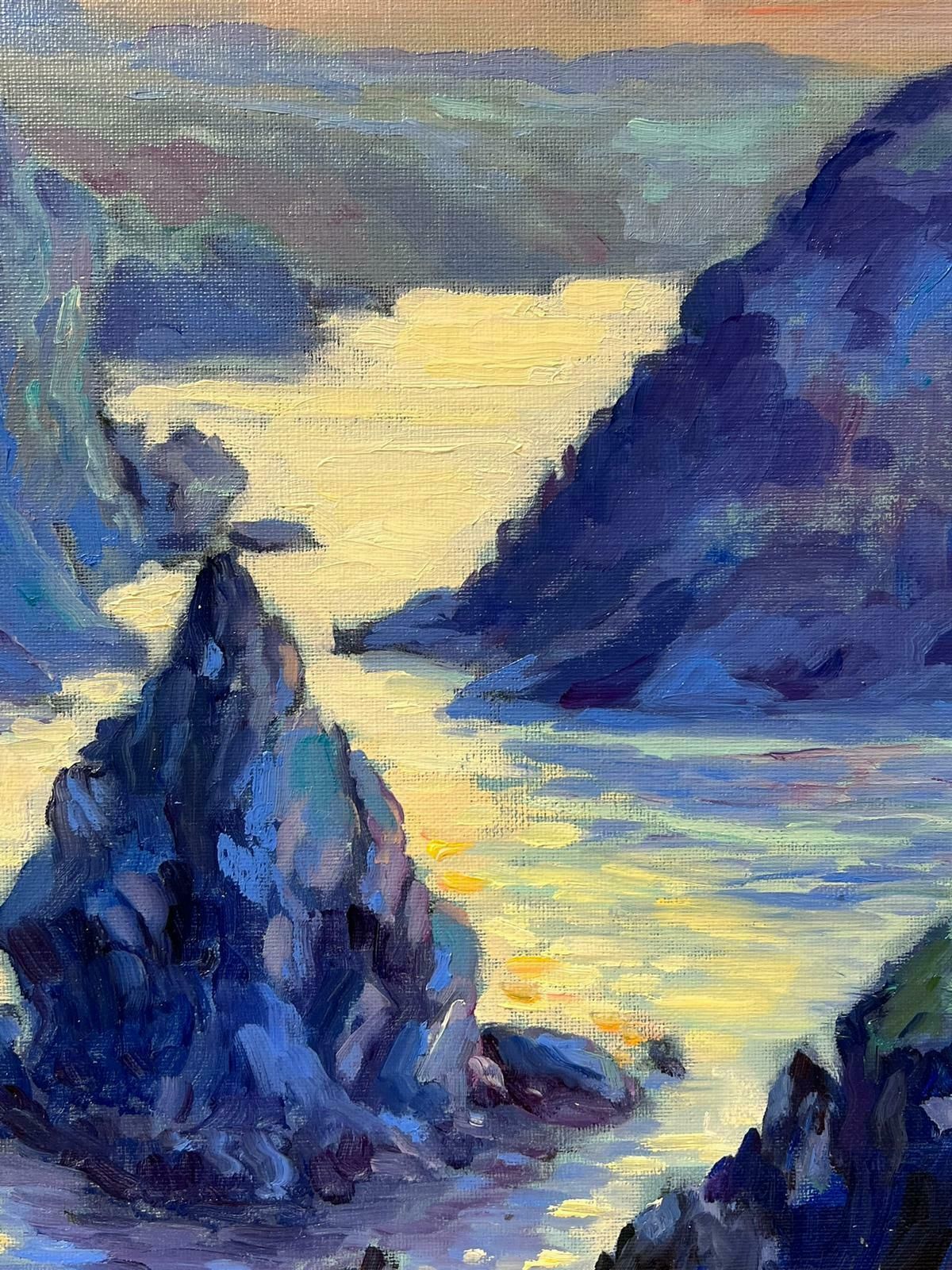 Georges Bordonovecontemporary French Impressionist Oil Sunset Over Coastal Cliffs Rocky Seascape photo 891.0