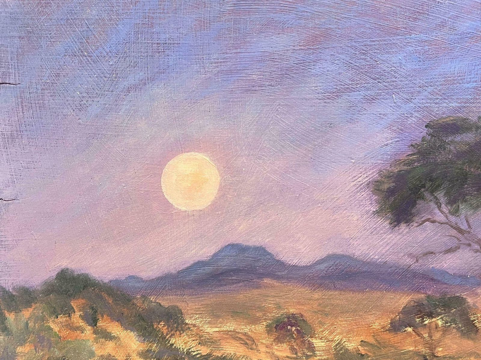 Geza Somerset Paddonmoonlight Lit Purple Sky Over Desert Contemporary British Modernist Painting photo for sale