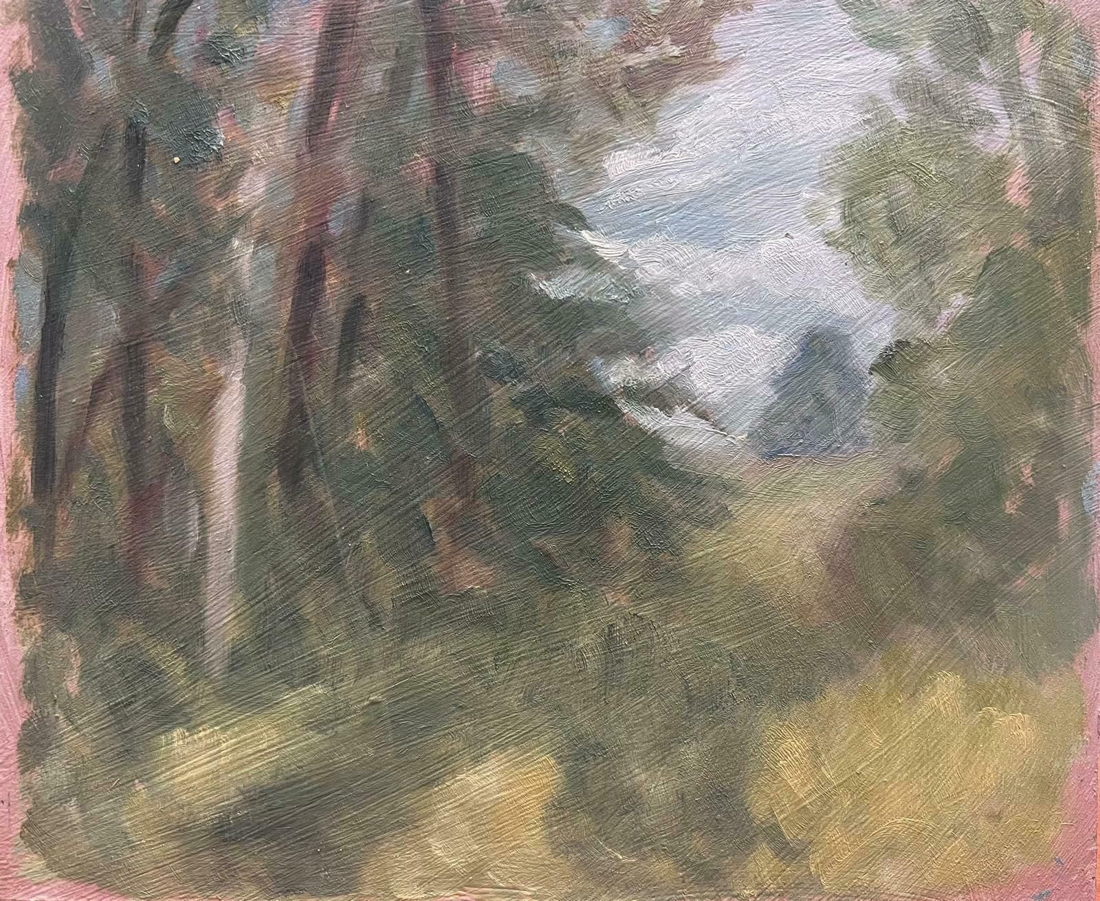 Geza Somerset Paddonblurred Clouds Through Gree Trees Contemporary British Oil Painting