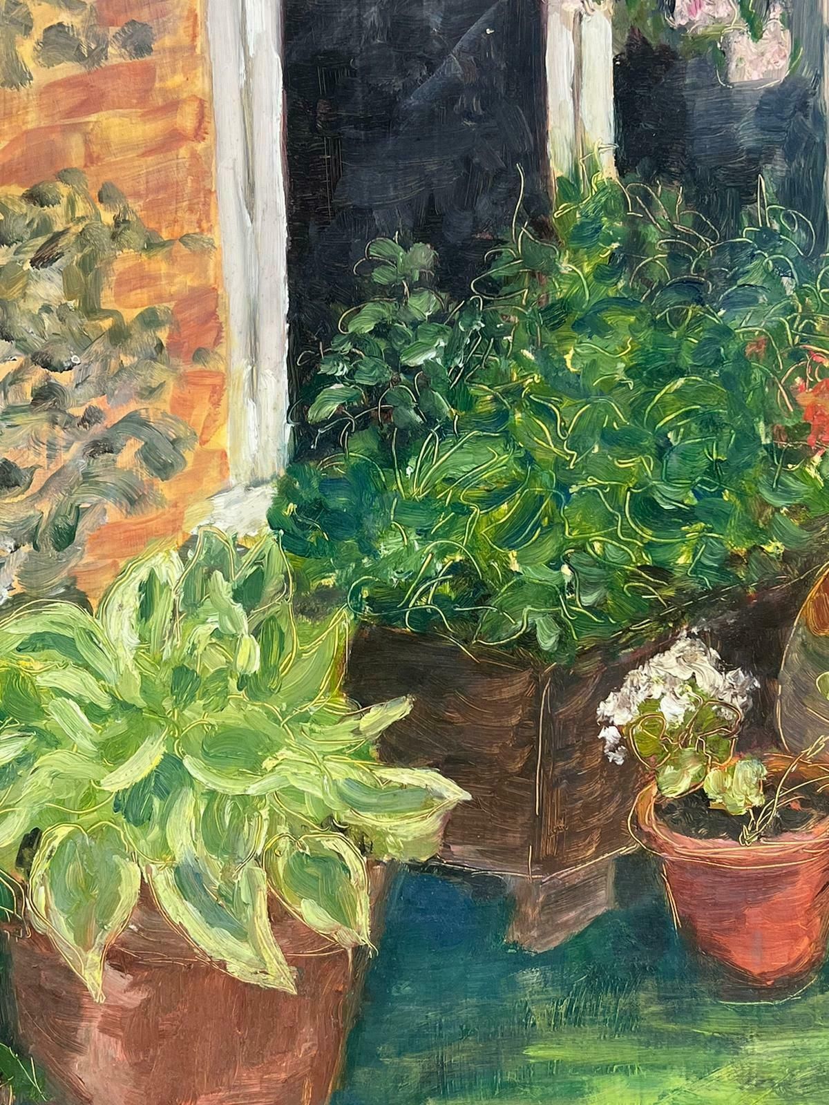 Geza Somerset Paddonvibrant Garden Plant Pots Contemporary British Oil Painting photo Art
