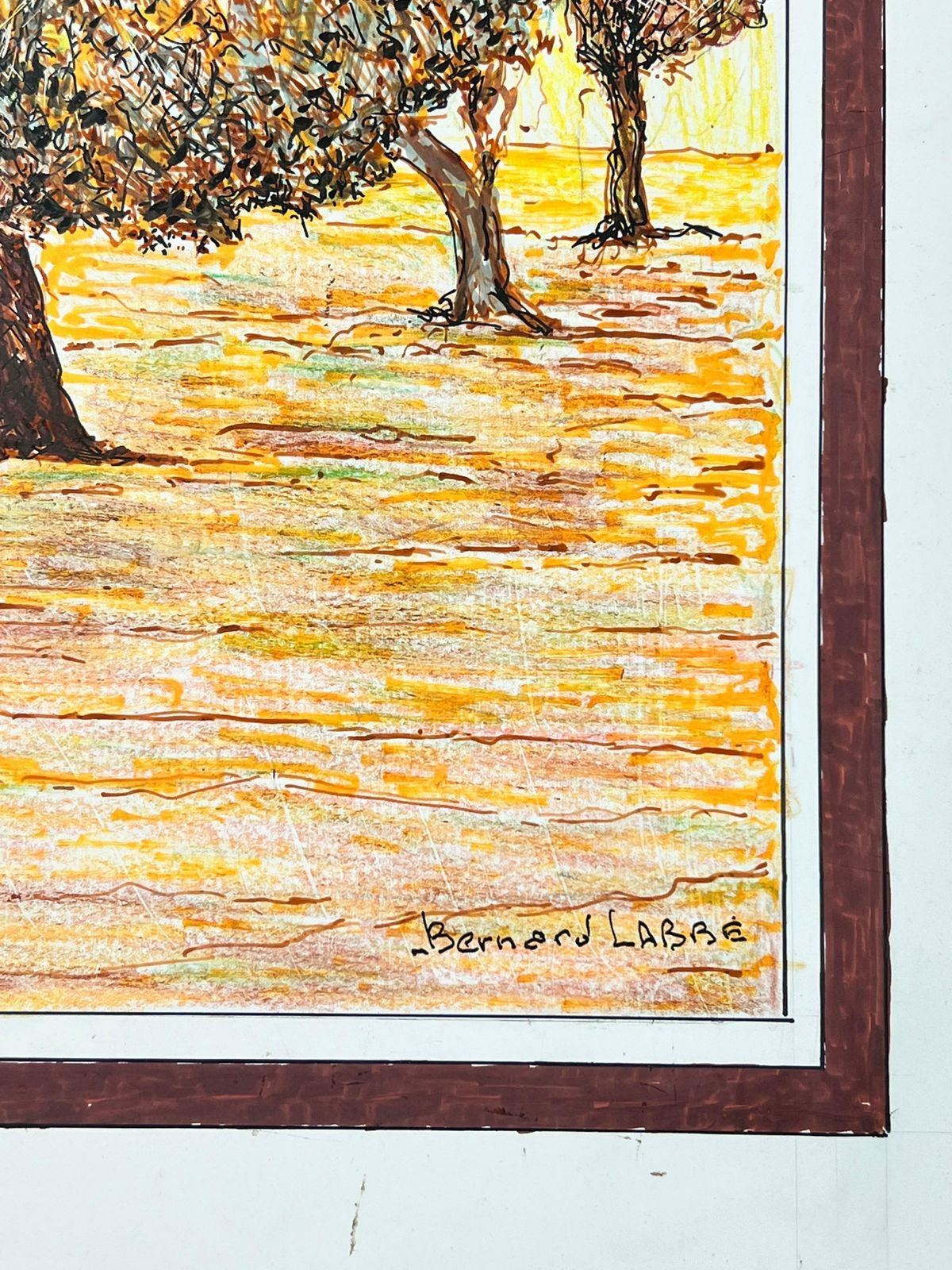Bernard Labbe1950's Modernist/ Cubist Painting   French Autumn Tree Landscape1950's photo Art