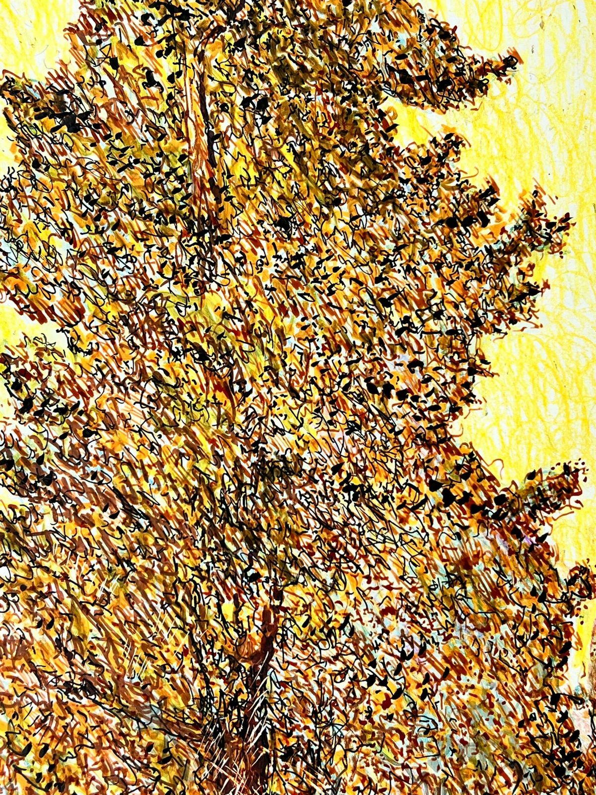 Bernard Labbe1950's Modernist/ Cubist Painting   French Autumn Tree Landscape1950's photo 407.0