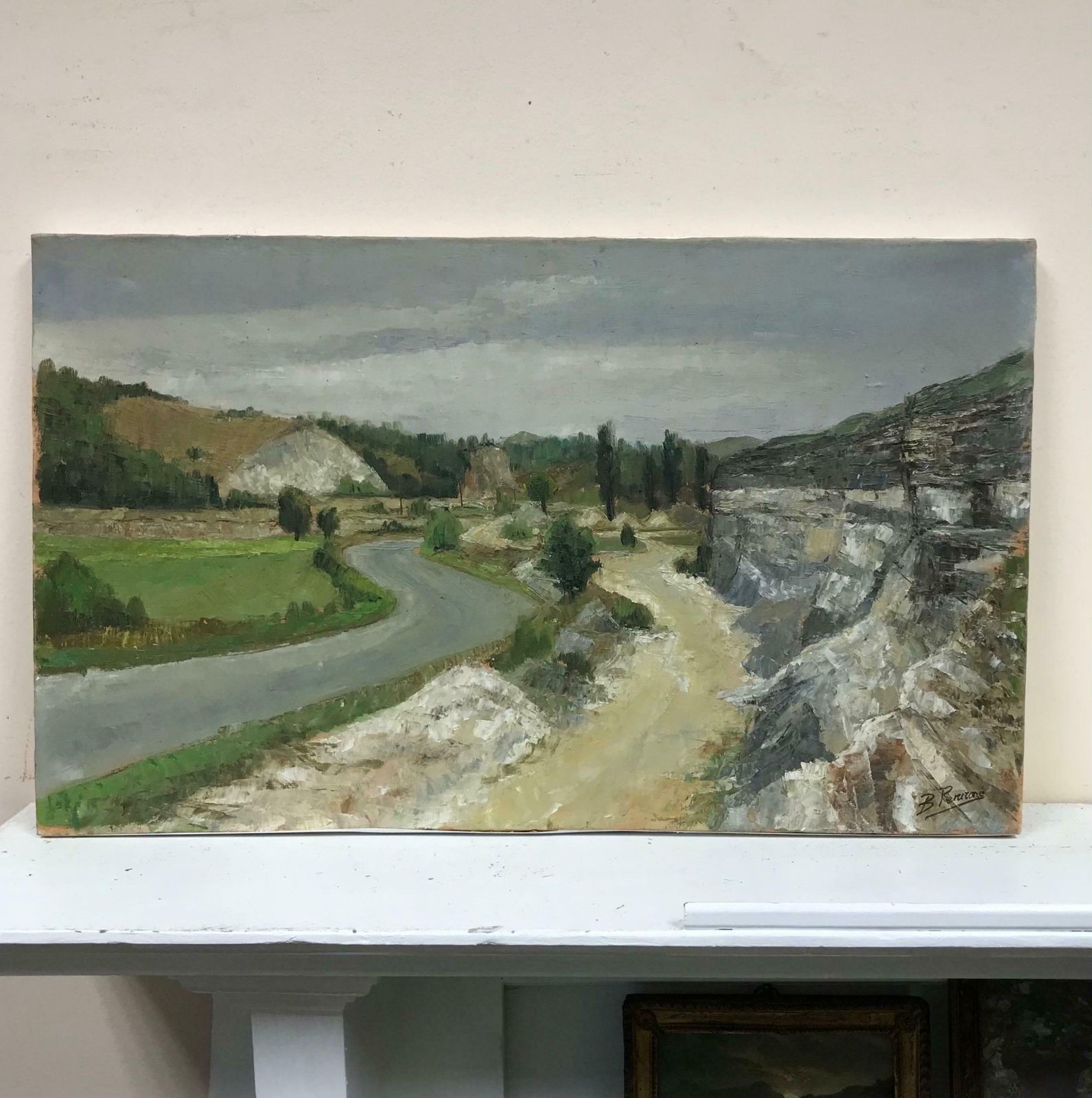 Benard Perronesigned French Impressionist Oil Winding Road South Of France Landscape photo furniture