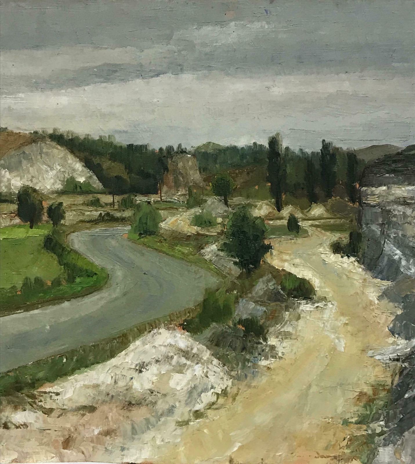 Benard Perronesigned French Impressionist Oil Winding Road South Of France Landscape photo Art