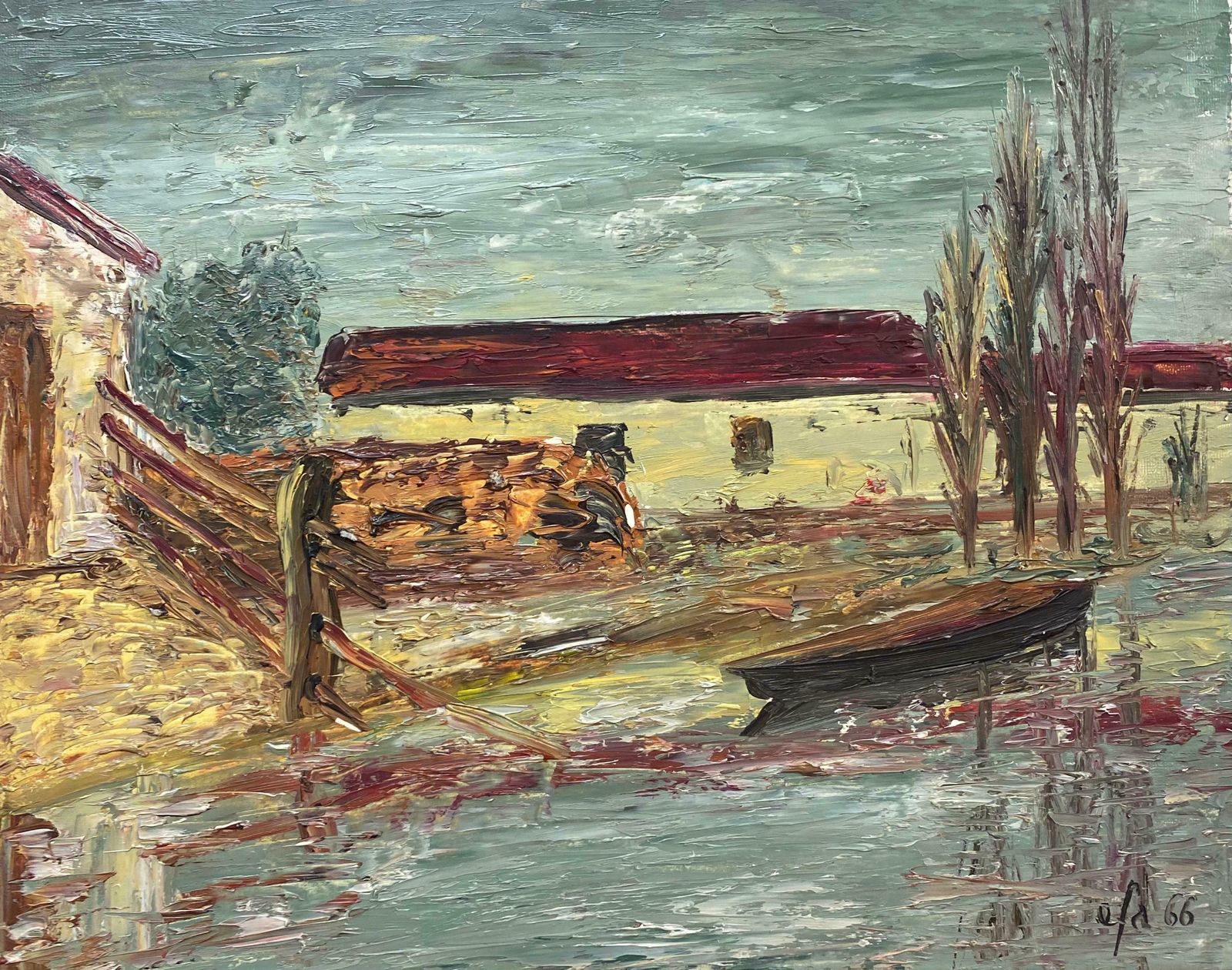 Fernand Audetfernand Audet (1923 2016) French Impressionist Oil   Red Roof Landscapec. 1950's