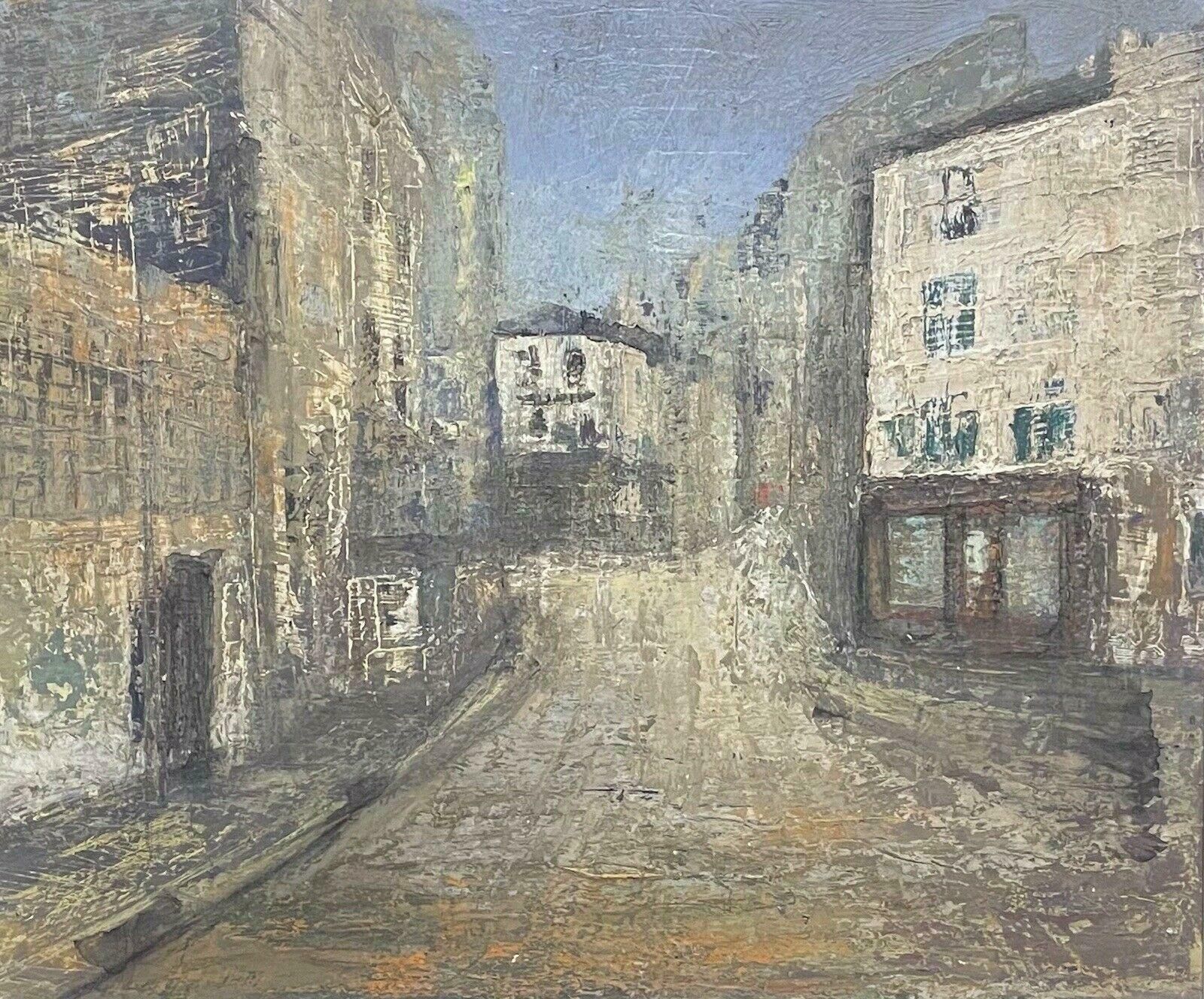 Claudine Riboulet1950's French Modernist Oil Painting   City Street Scene   Carved Wood Framemid Century photo furniture