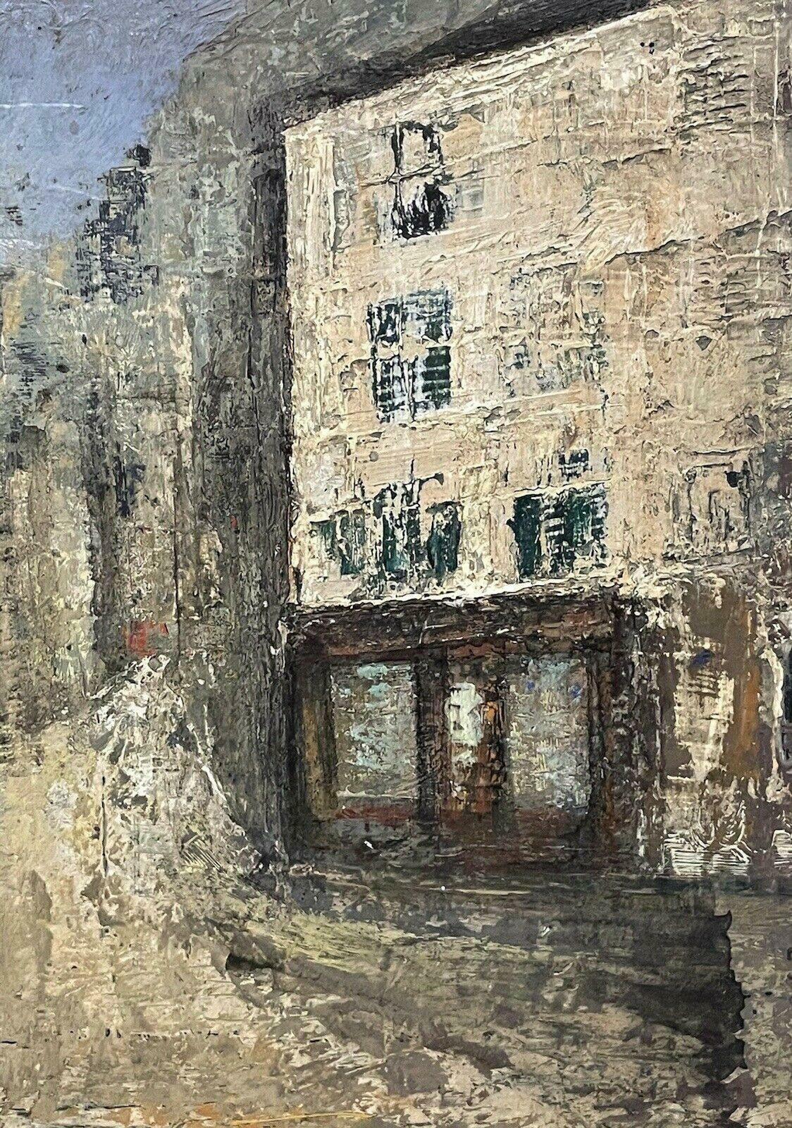 Claudine Riboulet1950's French Modernist Oil Painting   City Street Scene   Carved Wood Framemid Century photo Art
