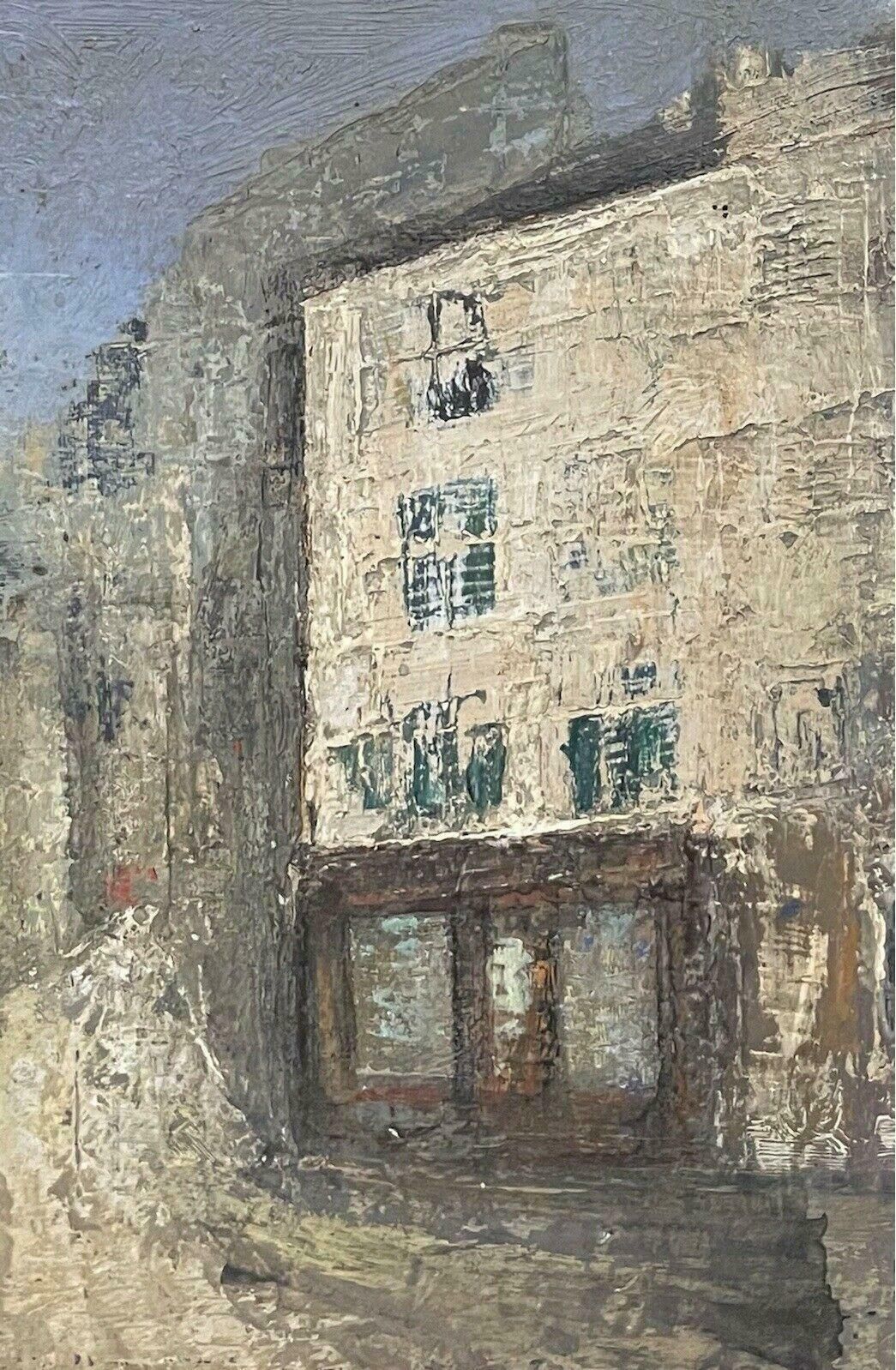 Claudine Riboulet1950's French Modernist Oil Painting   City Street Scene   Carved Wood Framemid Century photo vintage