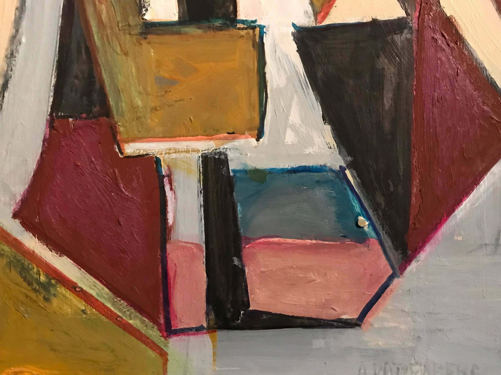 Armand Rottenbergfrench Cubist Abstract Oil Painting, Signedc.1980's photo for sale