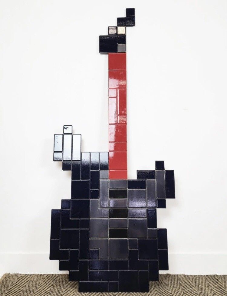 Pixelated Guitar Contemporary Modern Art Wall Display One Of Kind/ Show Display