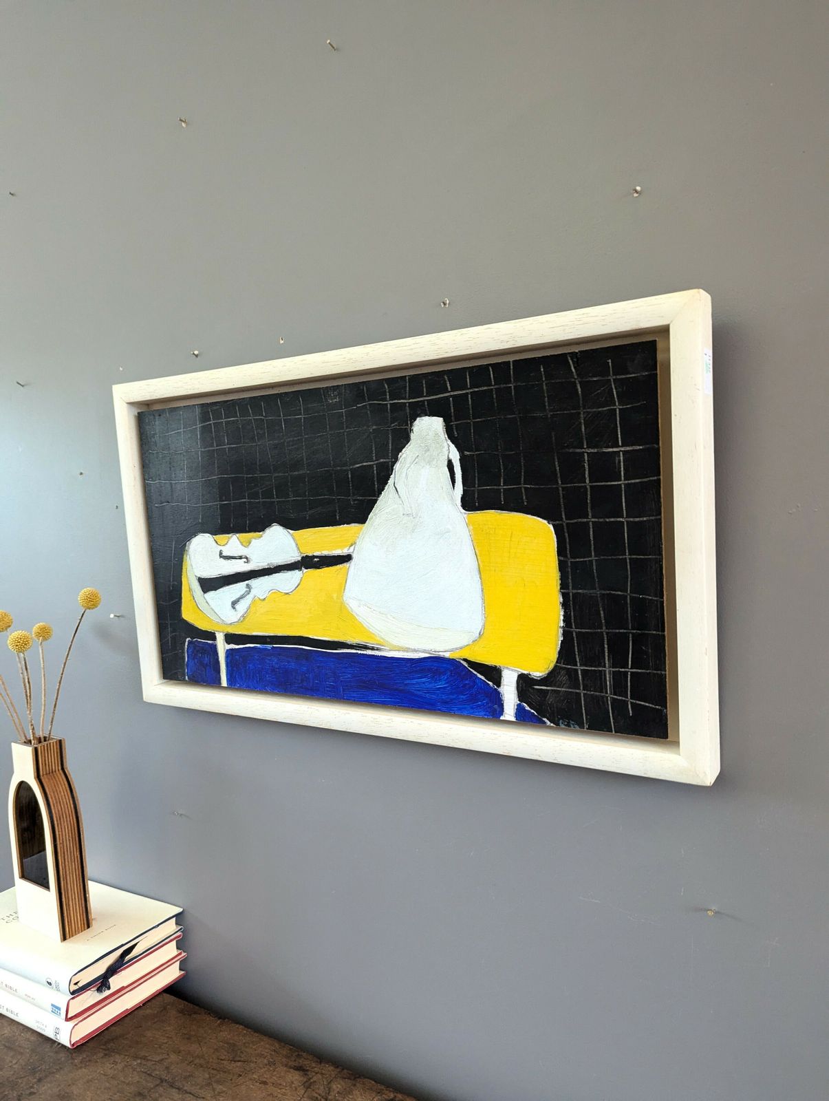 Oil Painting White, Yellow, Blue, Black photo Art