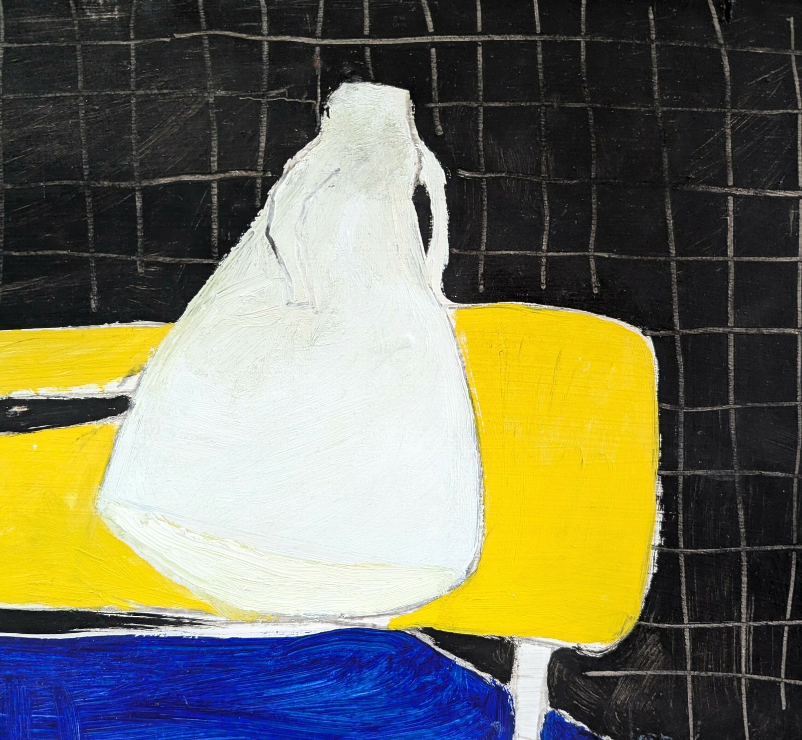 Oil Painting White, Yellow, Blue, Black photo vintage