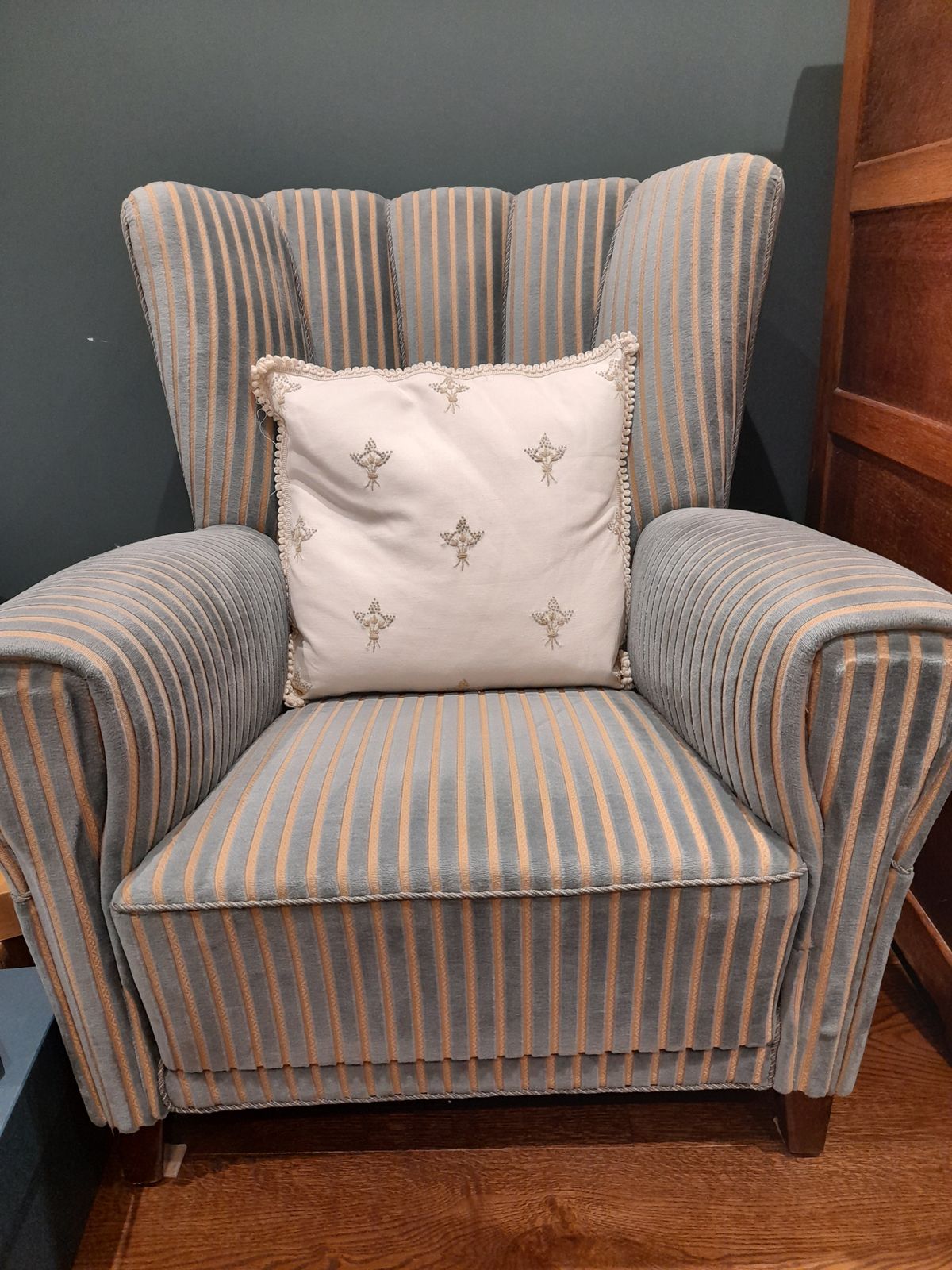 Armchair Used In Blue/White Striped. Beautiful Condition. photo furniture