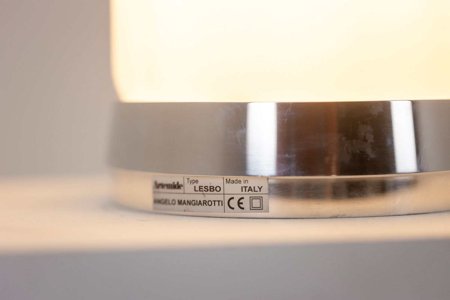 Angelo Mangiarotti. Lamp In Opaline And Chrome Metal. 1980s. photo 1850.0