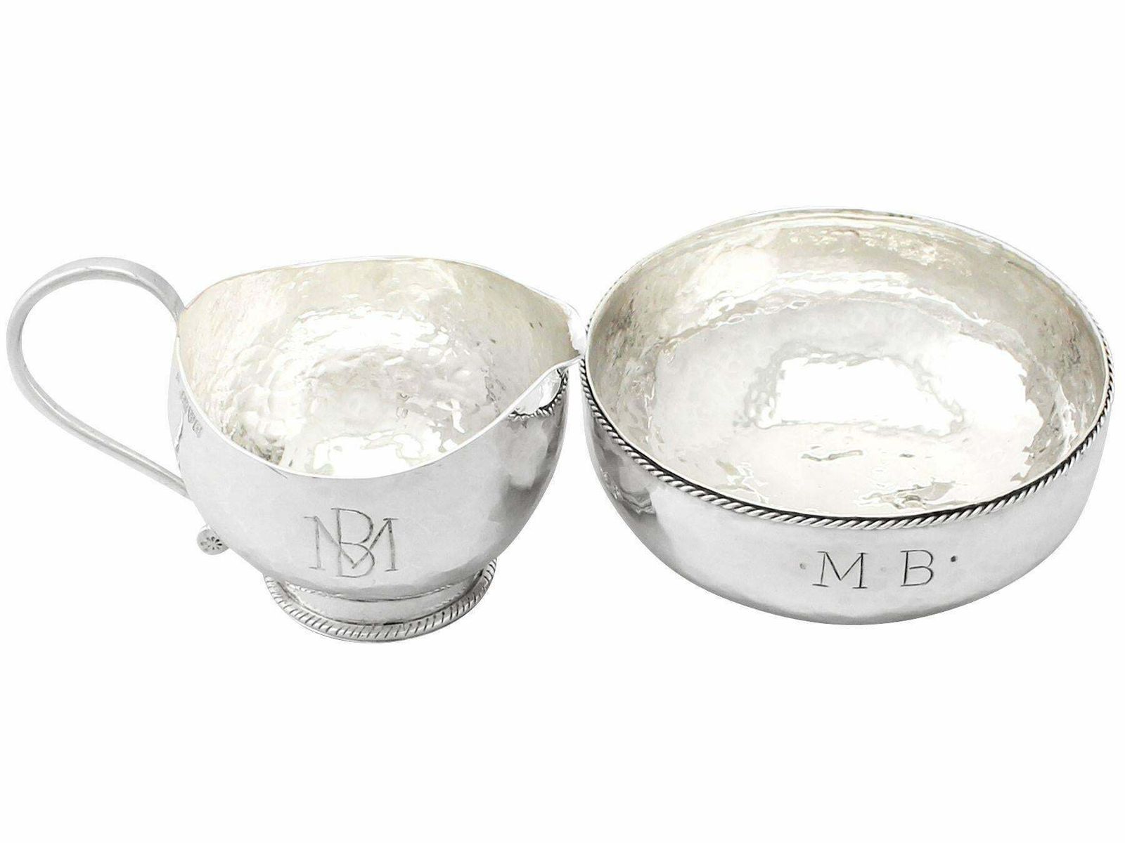 Arts And Crafts Style English Sterling Silver Cream Jug And Sugar Bowl photo furniture