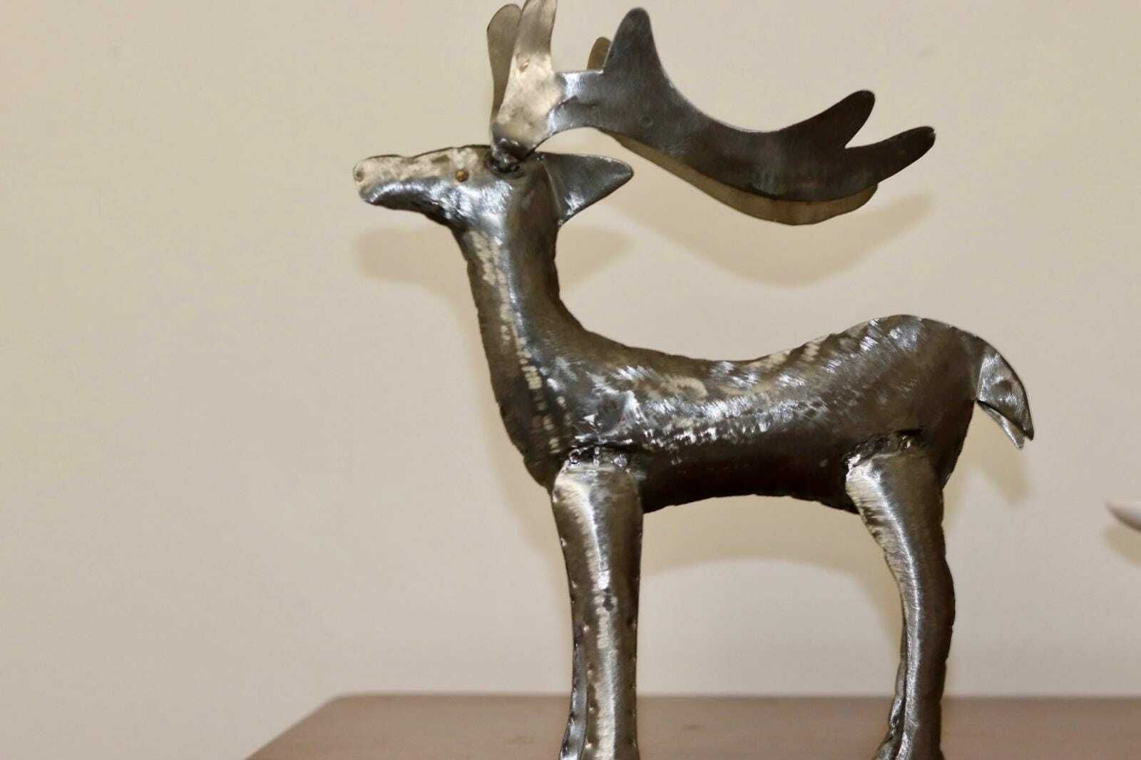 Swedish Pewter/Metal Reindeer Sculpture photo vinterior