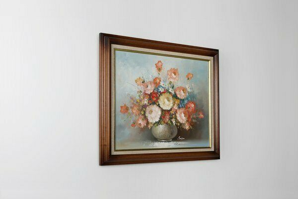 Edmond Sanders, Vase With Flowers, 1950s, Oil On Canvas, Framed photo vintage