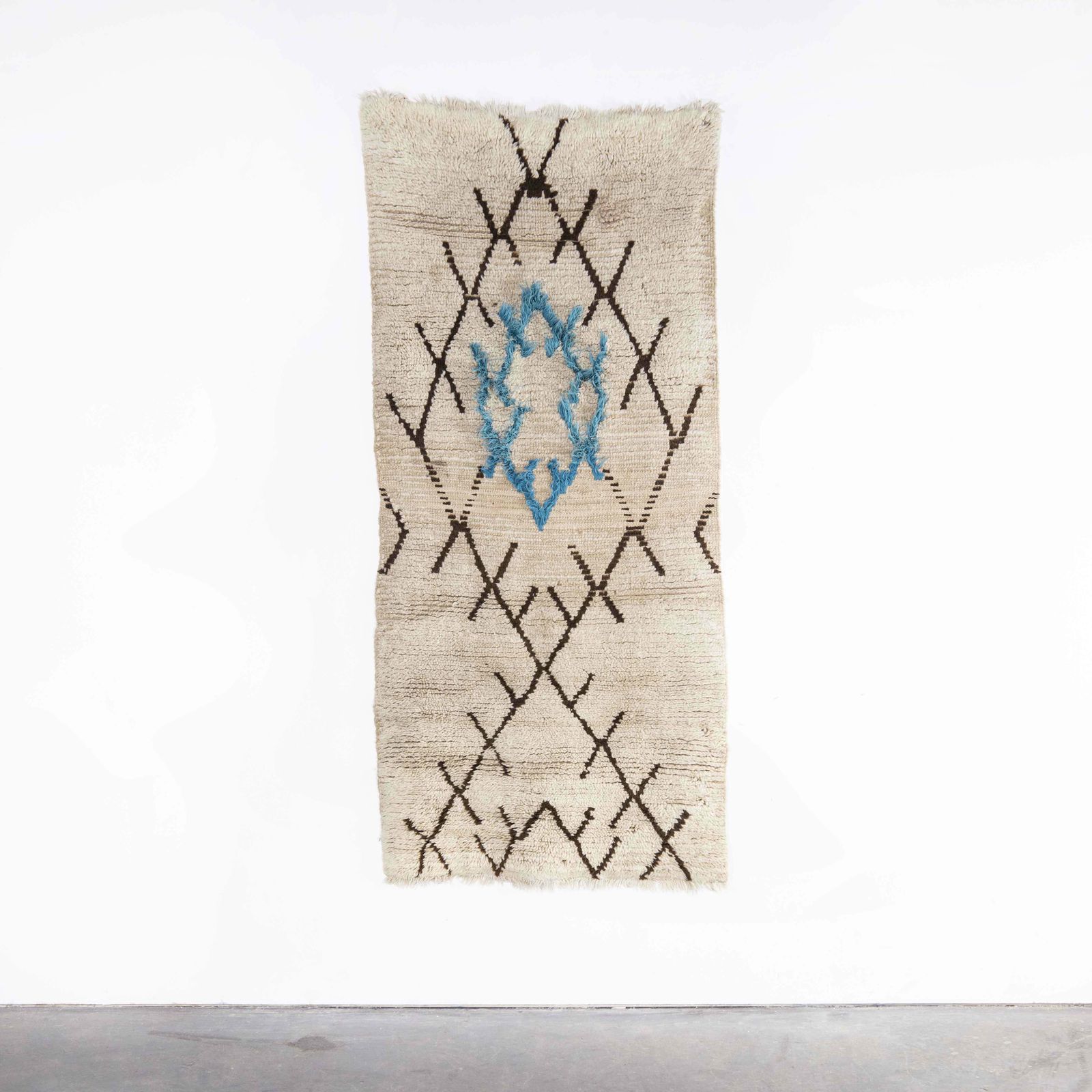 Vintage Berber Azilal Monochromatic Diamond Graphic Rug