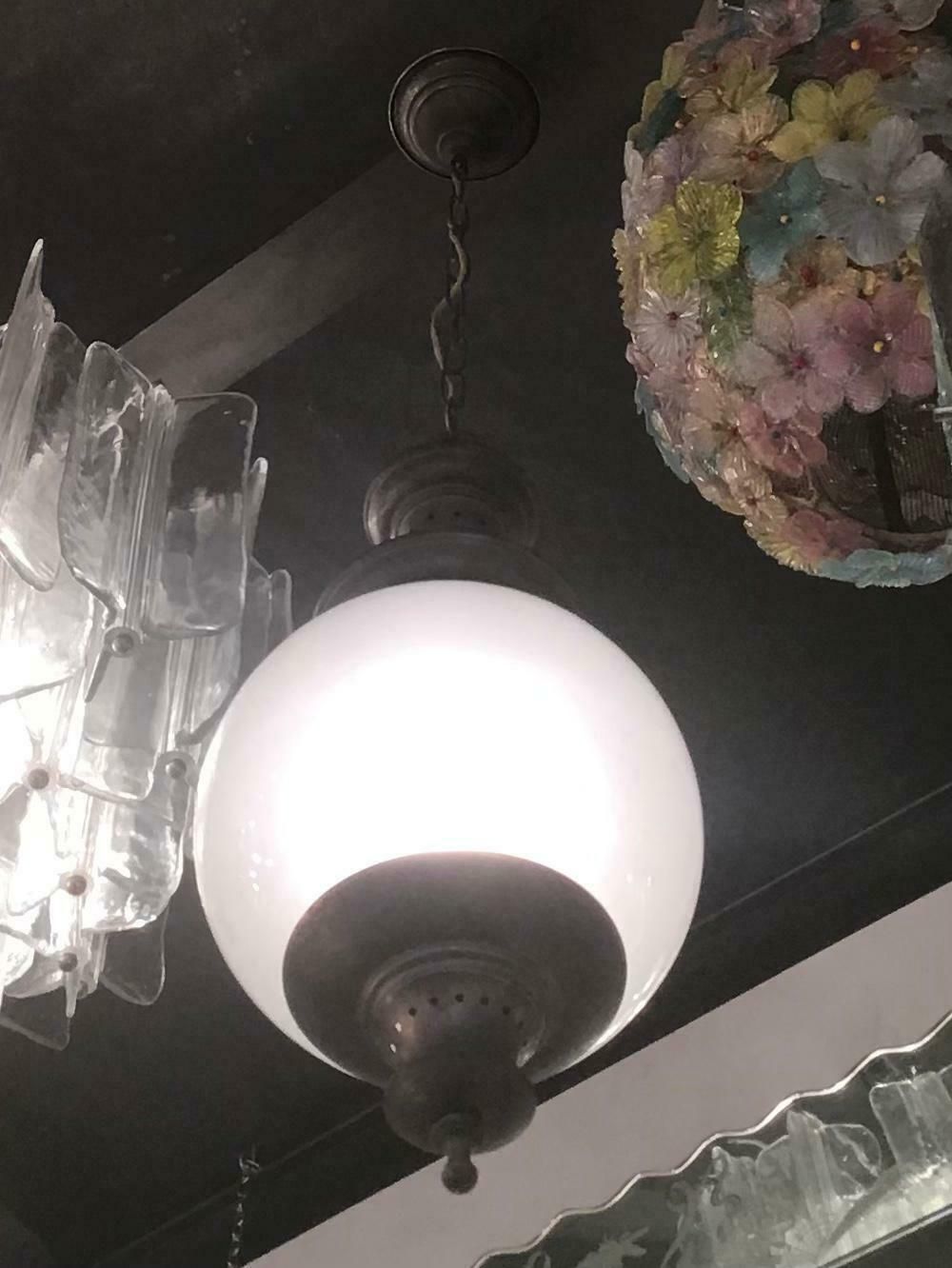 Luigi Caccia Dominioni Azucena Chandelier Glass Brass 1950 Italy photo for sale