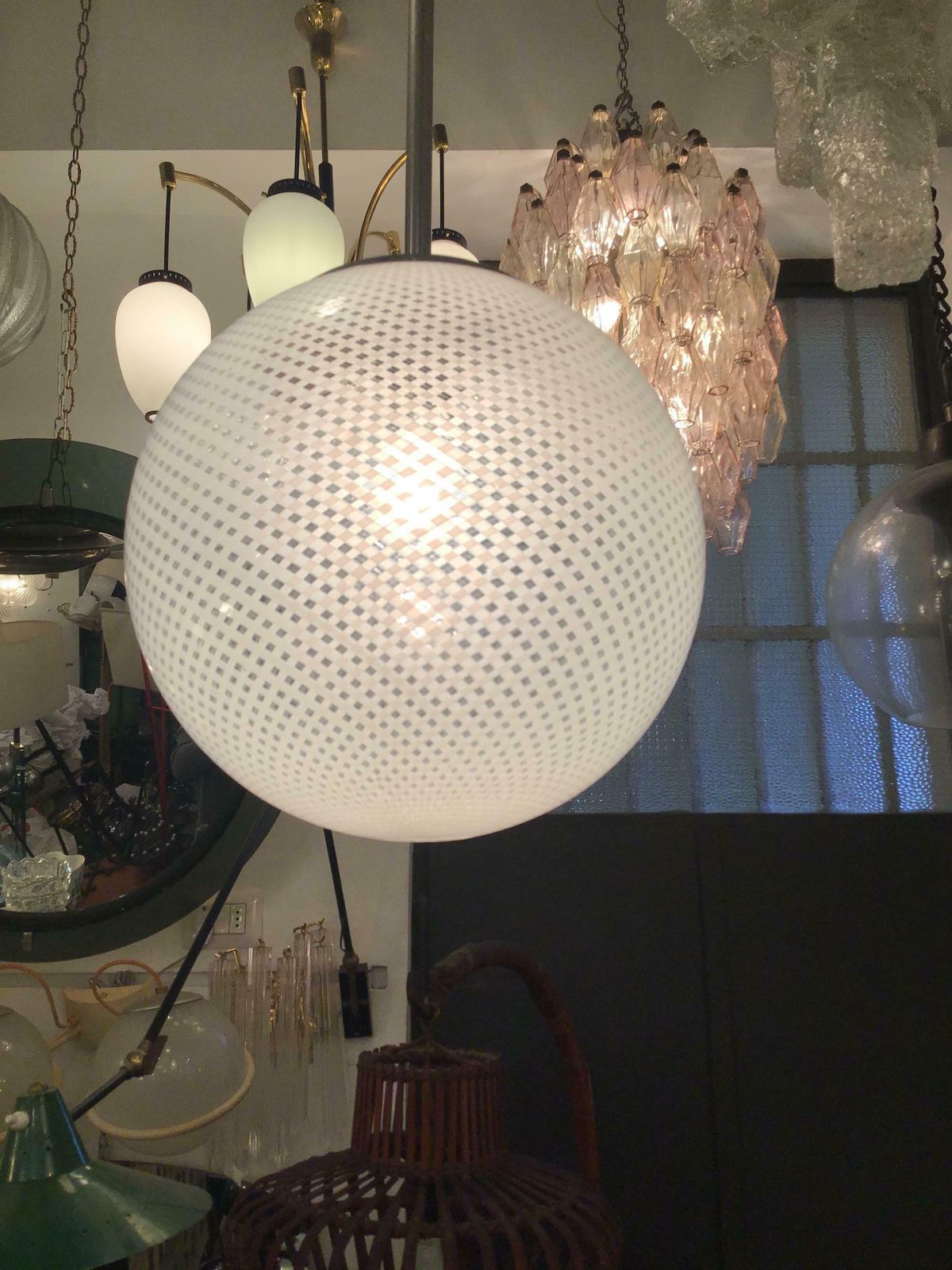3746.0 Venini Chandelier “Filigrana“ Murano Glass Crome Italia, 1930 photo