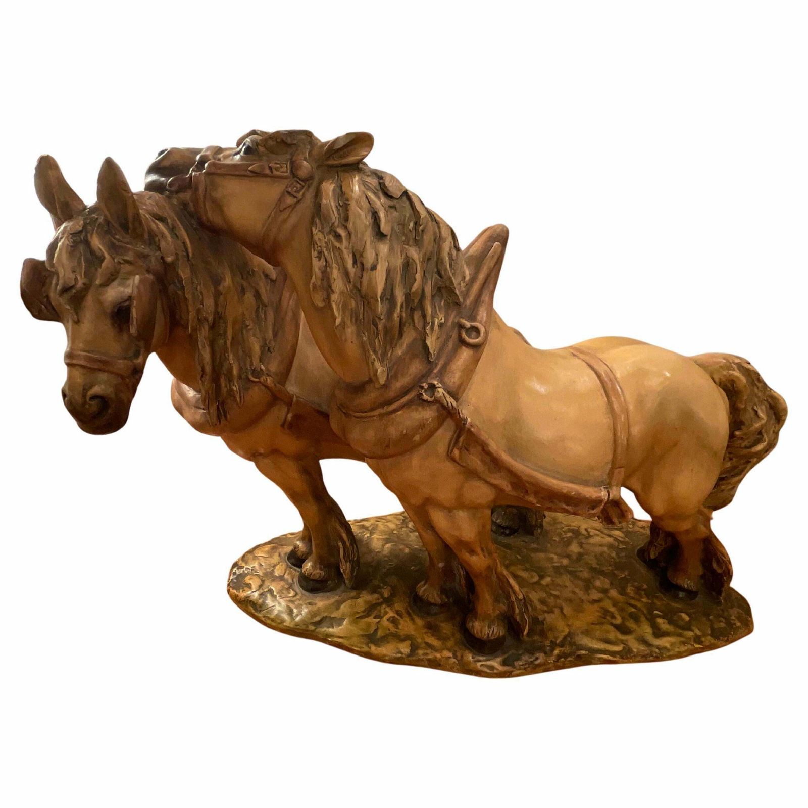 Guido Cacciapuoti   Horses   Art Stoneware   Made In Italy  1940s