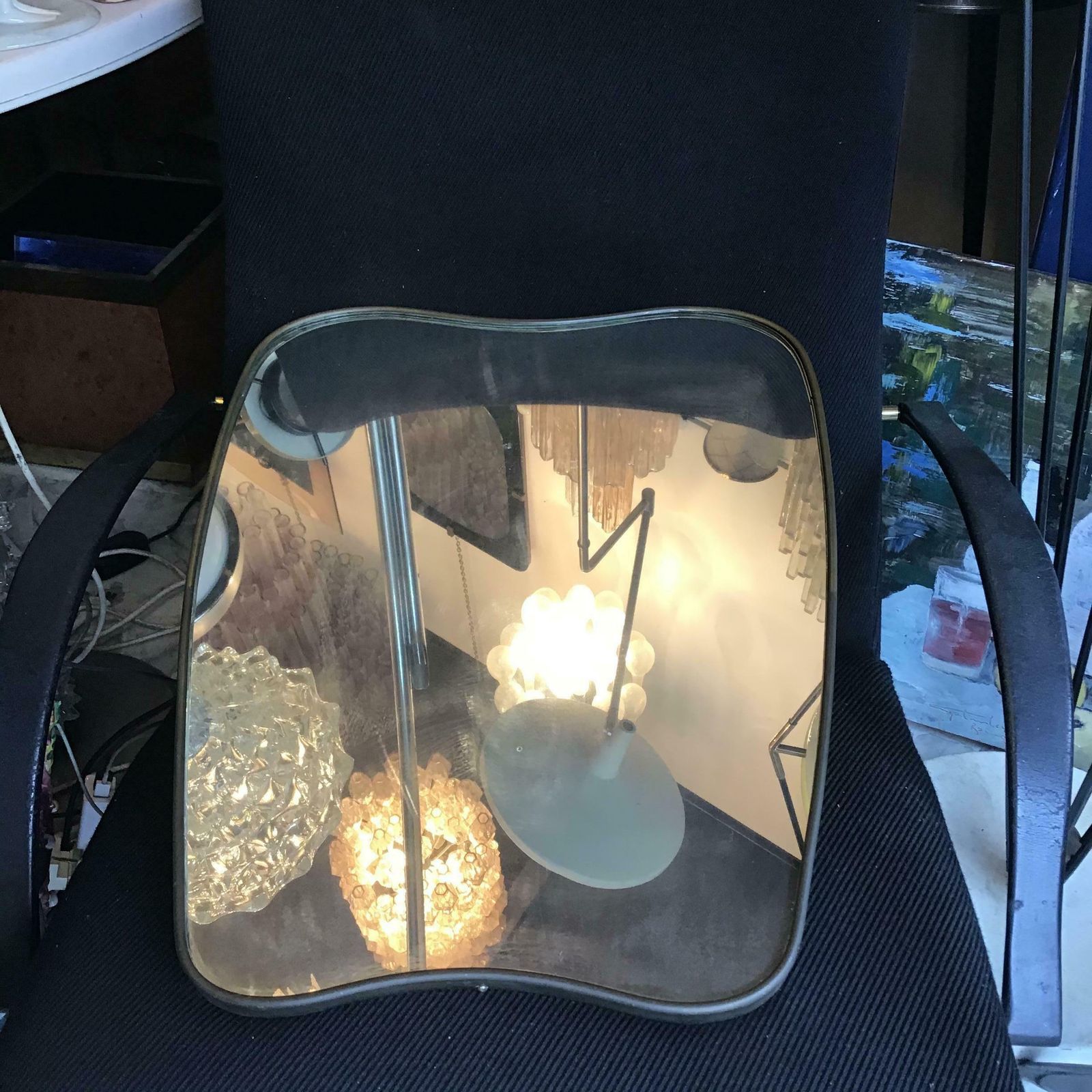 1914.0 Gio Ponti  " Style "Fontana Arte Mirror Brass Wood Glass 1950 Italy photo