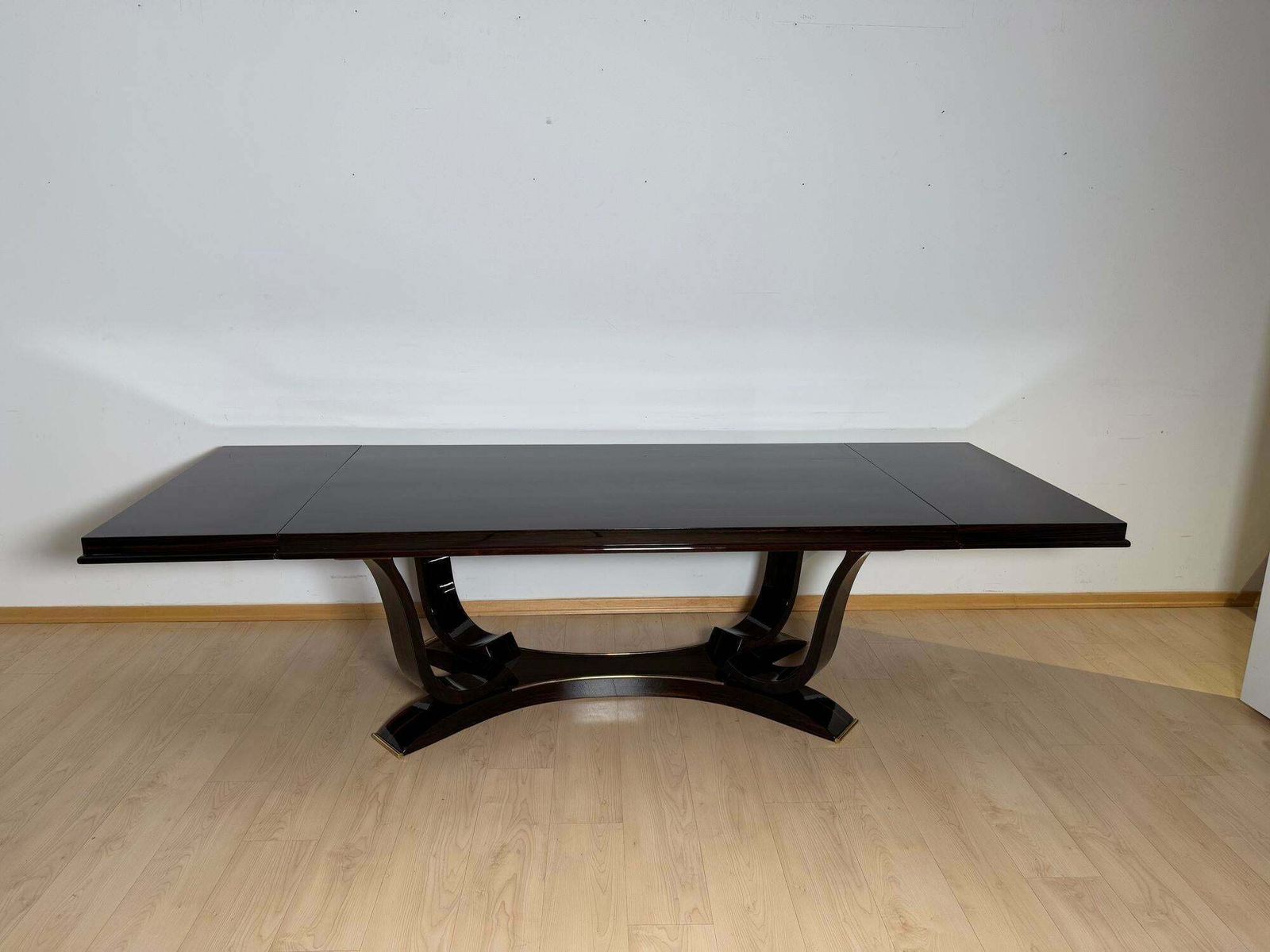 Art Deco Dining Table With 10 Chairs, Macassar Ebony, Brass, Paris Circa 1930 photo buy