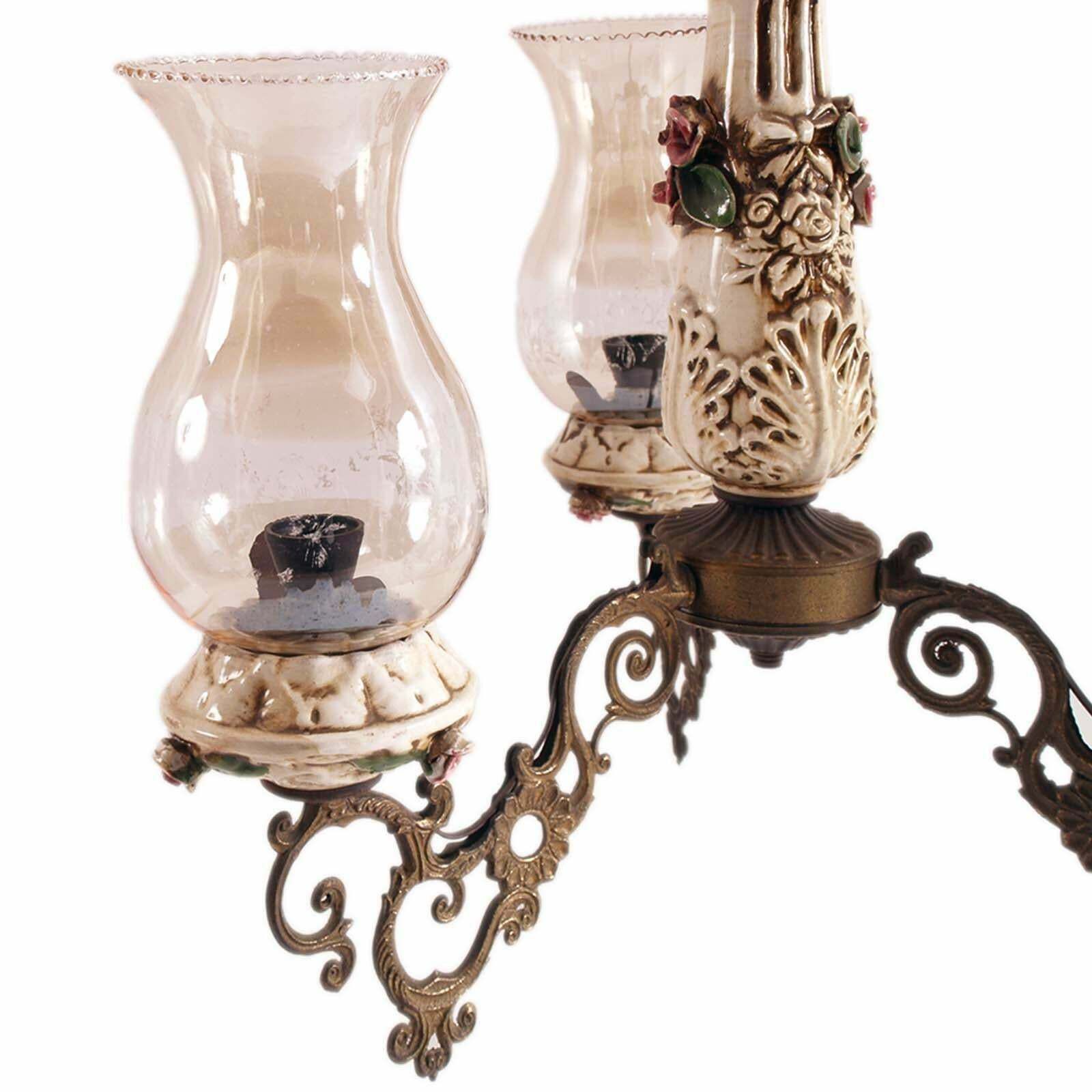 Florentine Richard Ginori Pendant Chandelier, Bronze, Porcelain , Murano Glass photo furniture