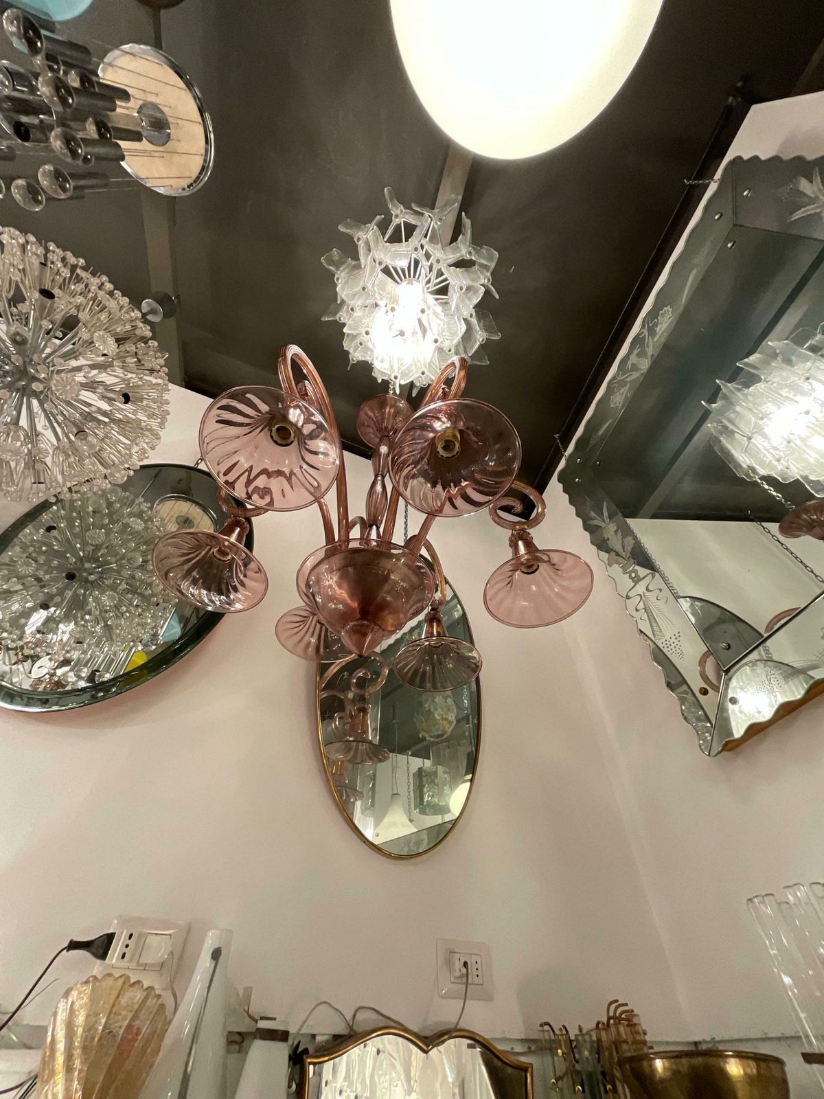Cappellin   6 Light Blown Glass Chandelier   Murano 1930s photo for sale