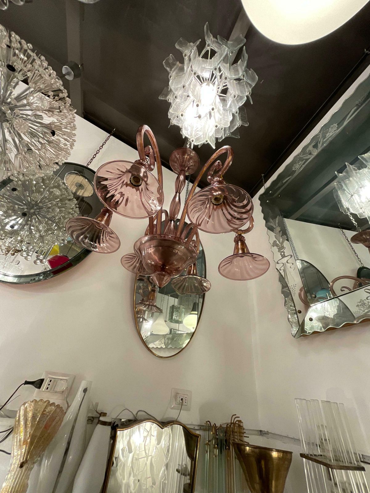 photo vinterior Cappellin   6 Light Blown Glass Chandelier   Murano 1930s