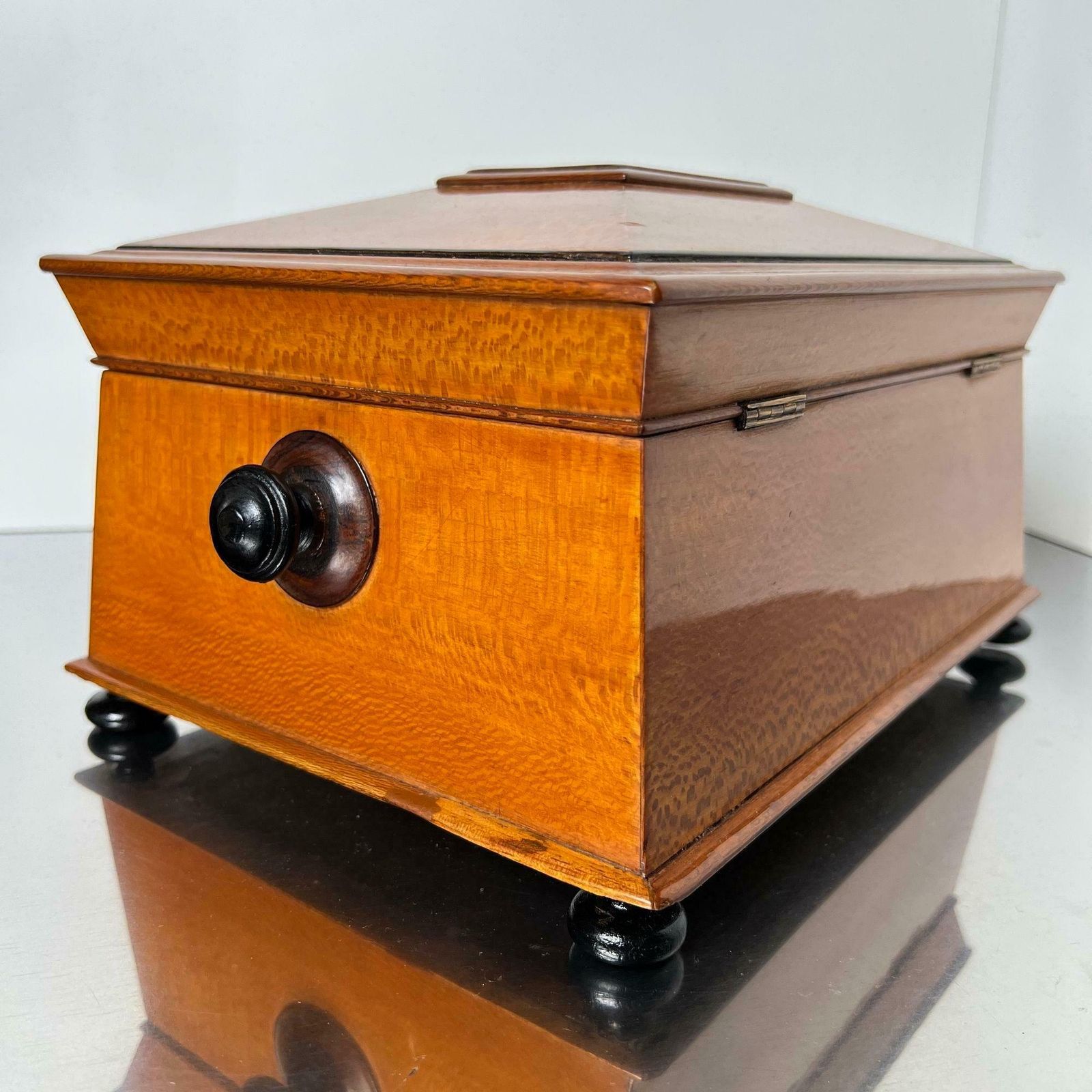 Home Decor Historicism Box, Floral Ash Veneer, Rosewood, Austria Circa 1880 photo