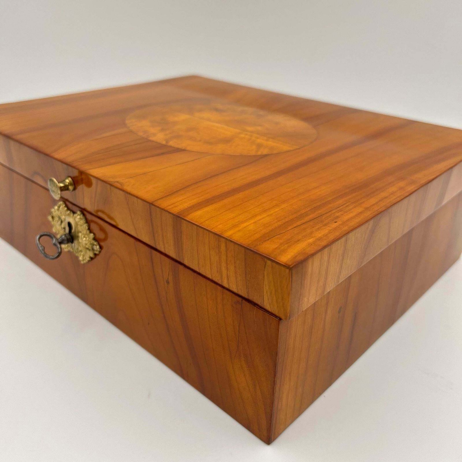 Biedermeier Jewelry Box, Cherry Wood, Ash, Brass, Southern Germany Circa 1820 photo furniture