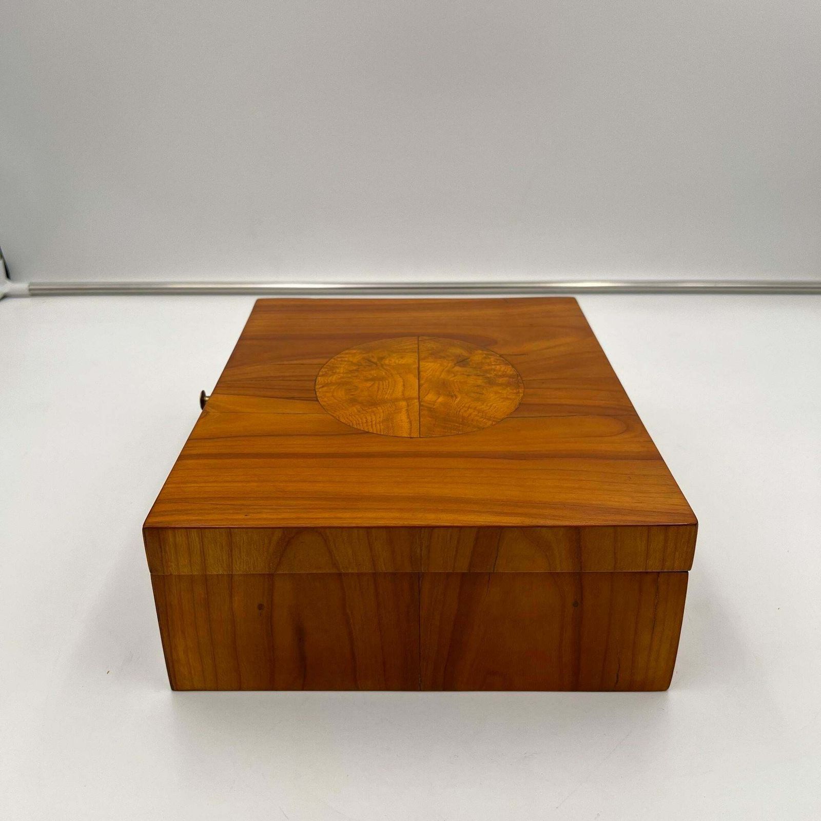 Biedermeier Jewelry Box, Cherry Wood, Ash, Brass, Southern Germany Circa 1820 photo vintage