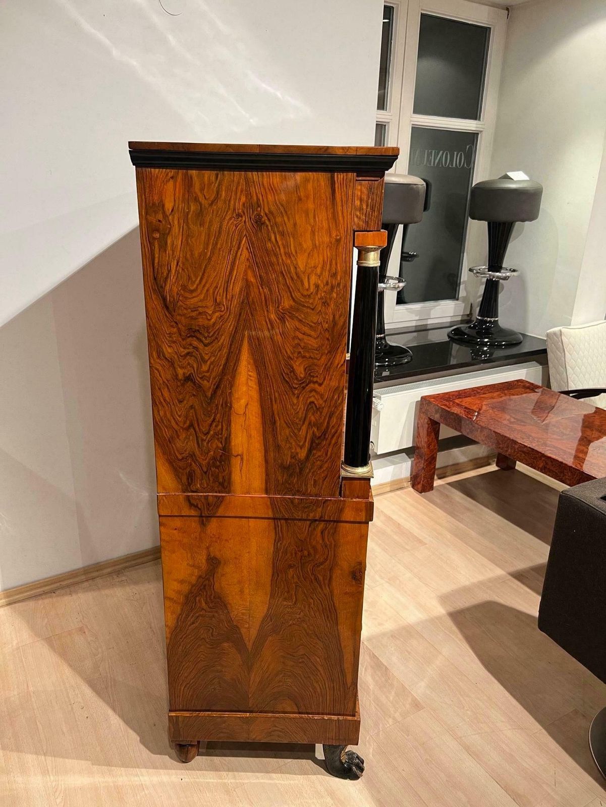 Biedermeier Secretaire, Walnut, Maple, Paw Feet, Austria Circa 1820 photo buy