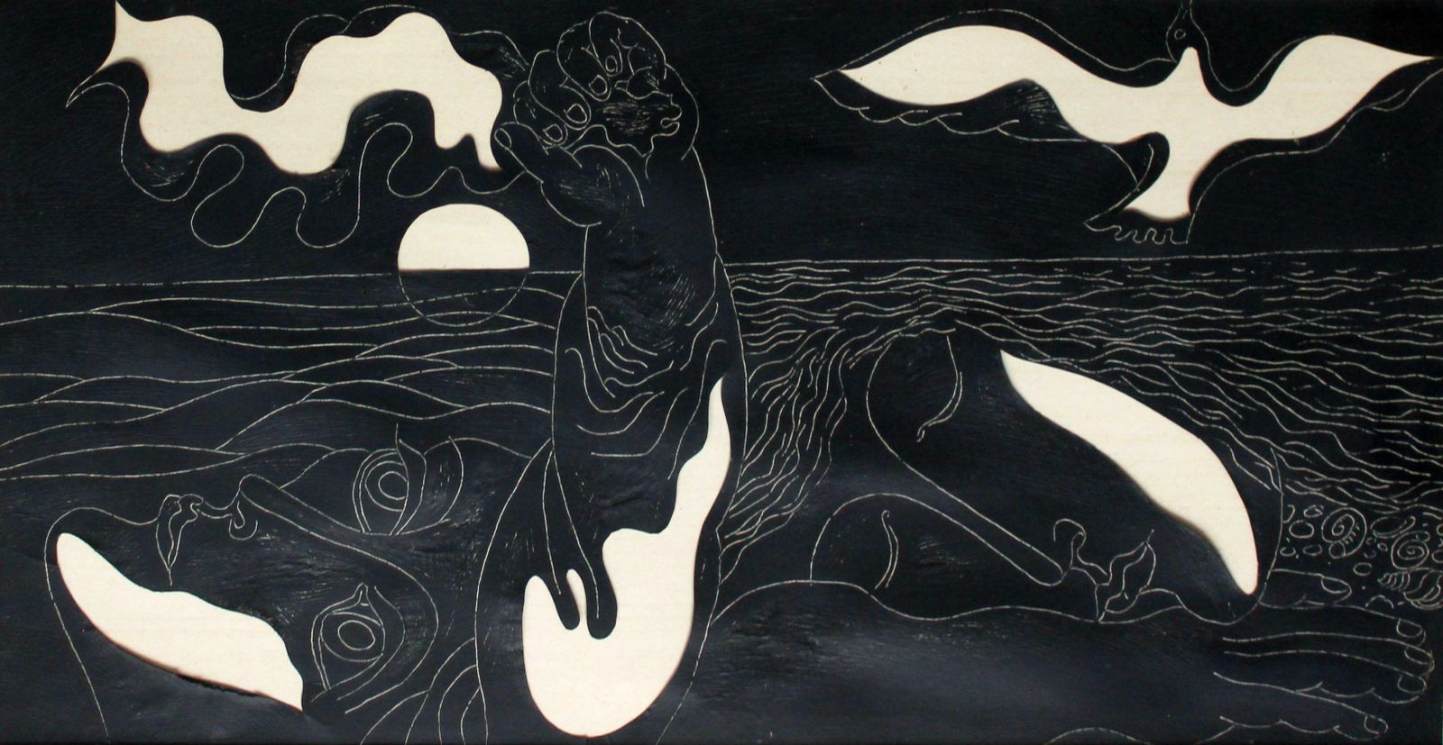 Simon Shegelman (1933, Russian)the Sea Of Hopes. Paper, Mixed Media, 28x54 Cm