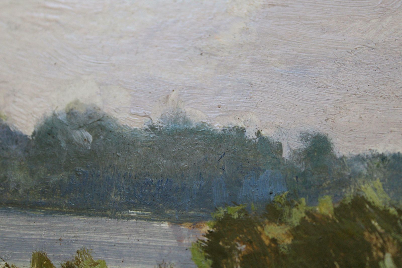Alfejs Bromults The Lake Anna, 1990. Oil On Cardboard, 40 X 50 Cm1990 photo vintage
