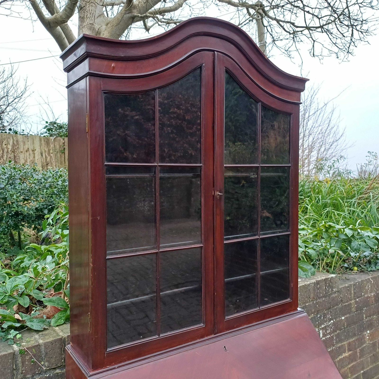Large Early 20th Century Mahogany Bureau Bookcase Chest Of Drawers Desk Glazed Cupboard photo Furniture