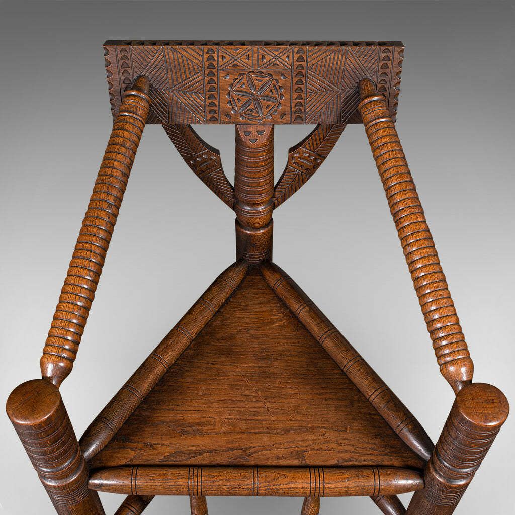 Antique Turner's Chair, English, Beech, Oak, Elbow Seat, Old Saxon, Victorian photo vintage