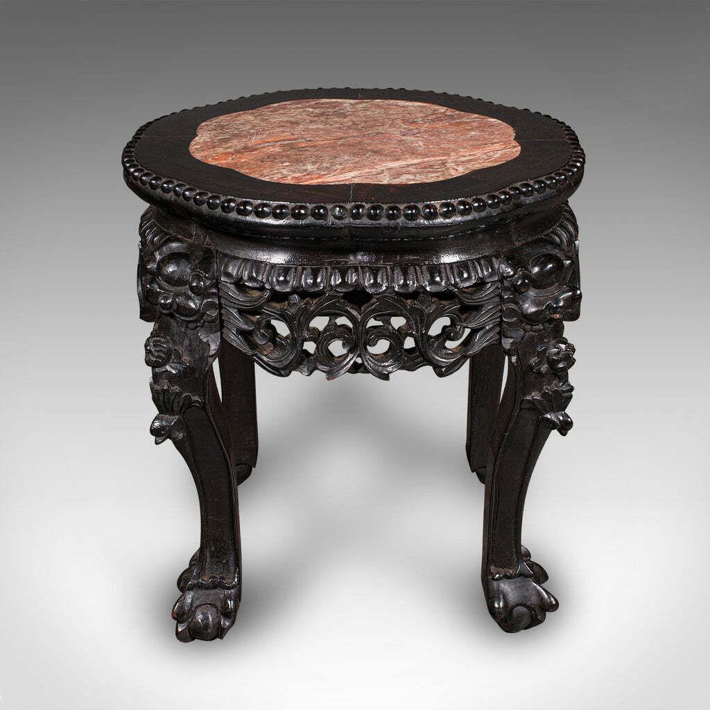 Antique Side Table, Chinese, Ebonised, Rouge Marble, Jardiniere Stand, Victorian photo 1275.0