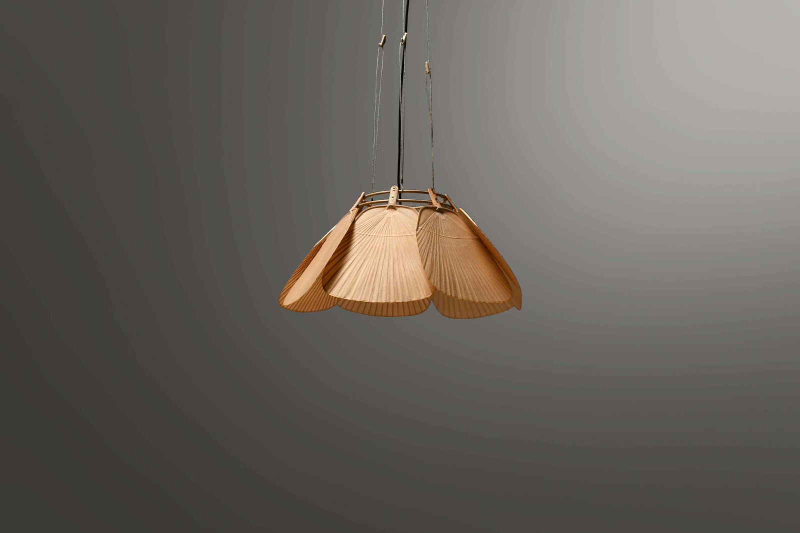 Beautiful Uchiwa ‘Ju Yon’ Chandelier By Ingo Maurer, Germany, 1970s photo Lighting