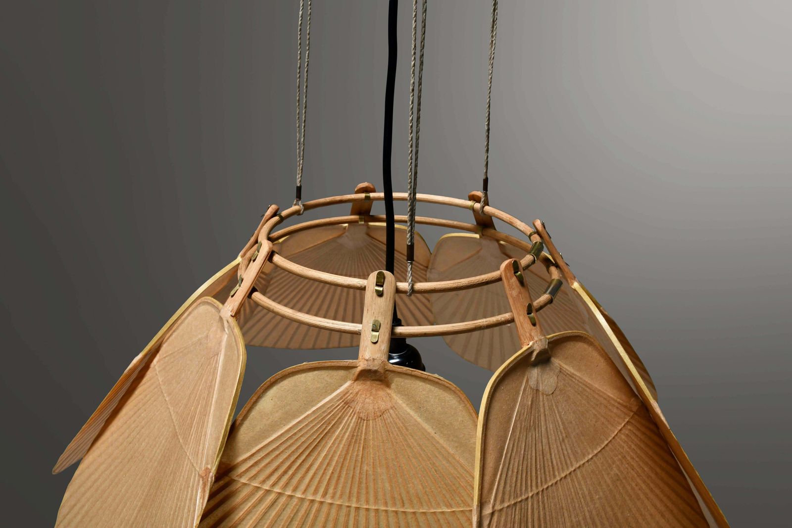 photo furniture Beautiful Uchiwa ‘Ju Yon’ Chandelier By Ingo Maurer, Germany, 1970s